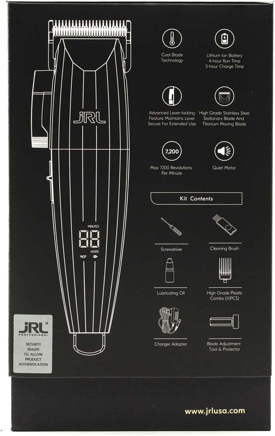 Amazon Series JRL Fresh Fade 2020C-G Clipper - Professional Hair Clippers W/Cool Blade Technology for Men'S Grooming - Rechargeable Clippers W/Lcd Display and Corrosion Proof (Gold)