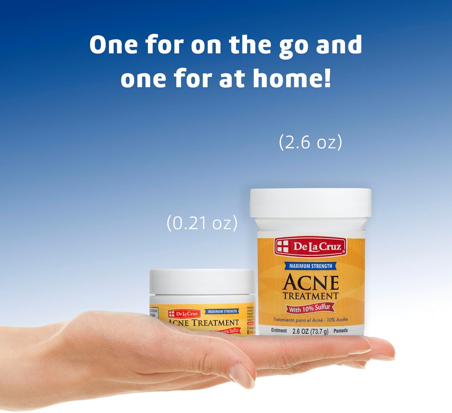 De La Cruz 10% Sulfur Ointment Acne Medication, Allergy-Tested, No Preservatives, Fragrances or Dyes, Made in USA 0.21 OZ.