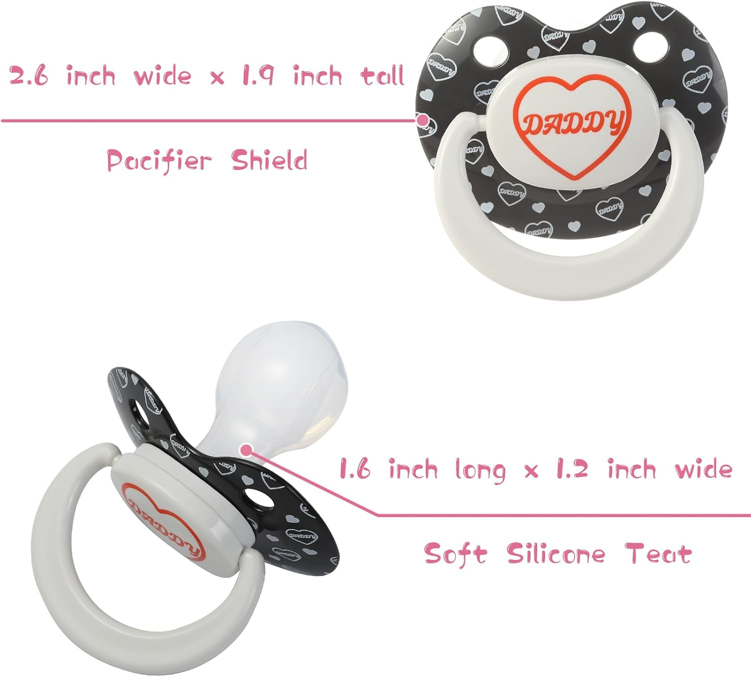 Adult Sized Pacifier Large Shield Pacifiers Butterfly Shaped Cute Printed Pacifier image number 5