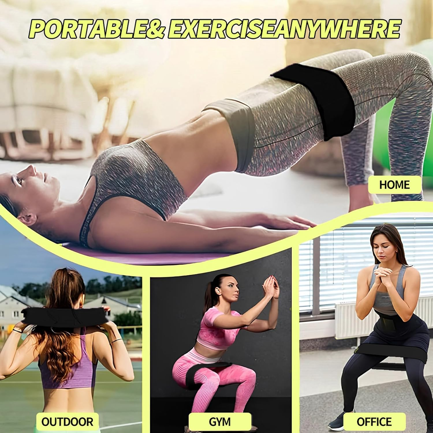 Resistance Bands, Resistance Bands Set with Non-Slip Design for HIPS & Glutes Booty Bands for Women and Men, Workout Bands for Home Fitness, Yoga, Pilates image number 4