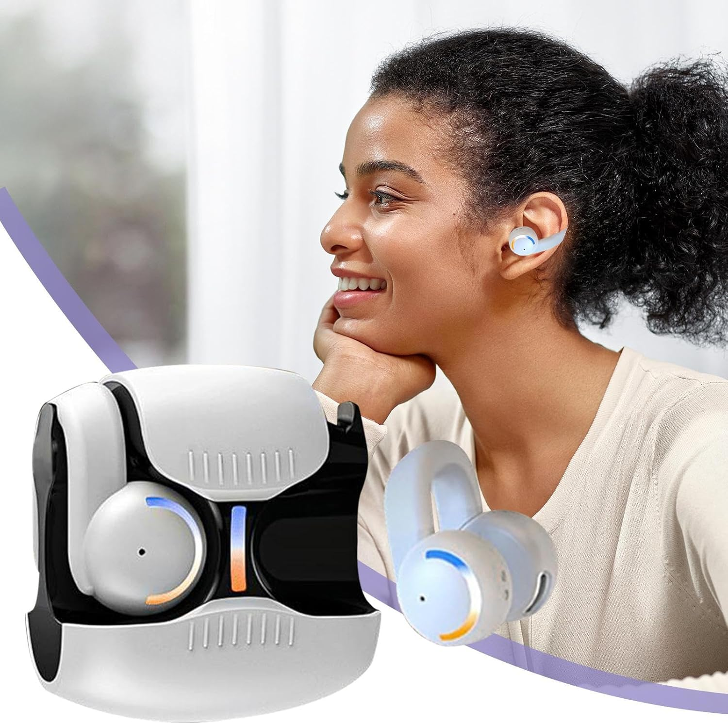 Xvilmaun Clip Headphones | Clip on Earbuds | Lightweight Noise Reduction Earphones Comfortable for Sports Workouts Workplace Shower Sleeping Game Outdoor image number 1