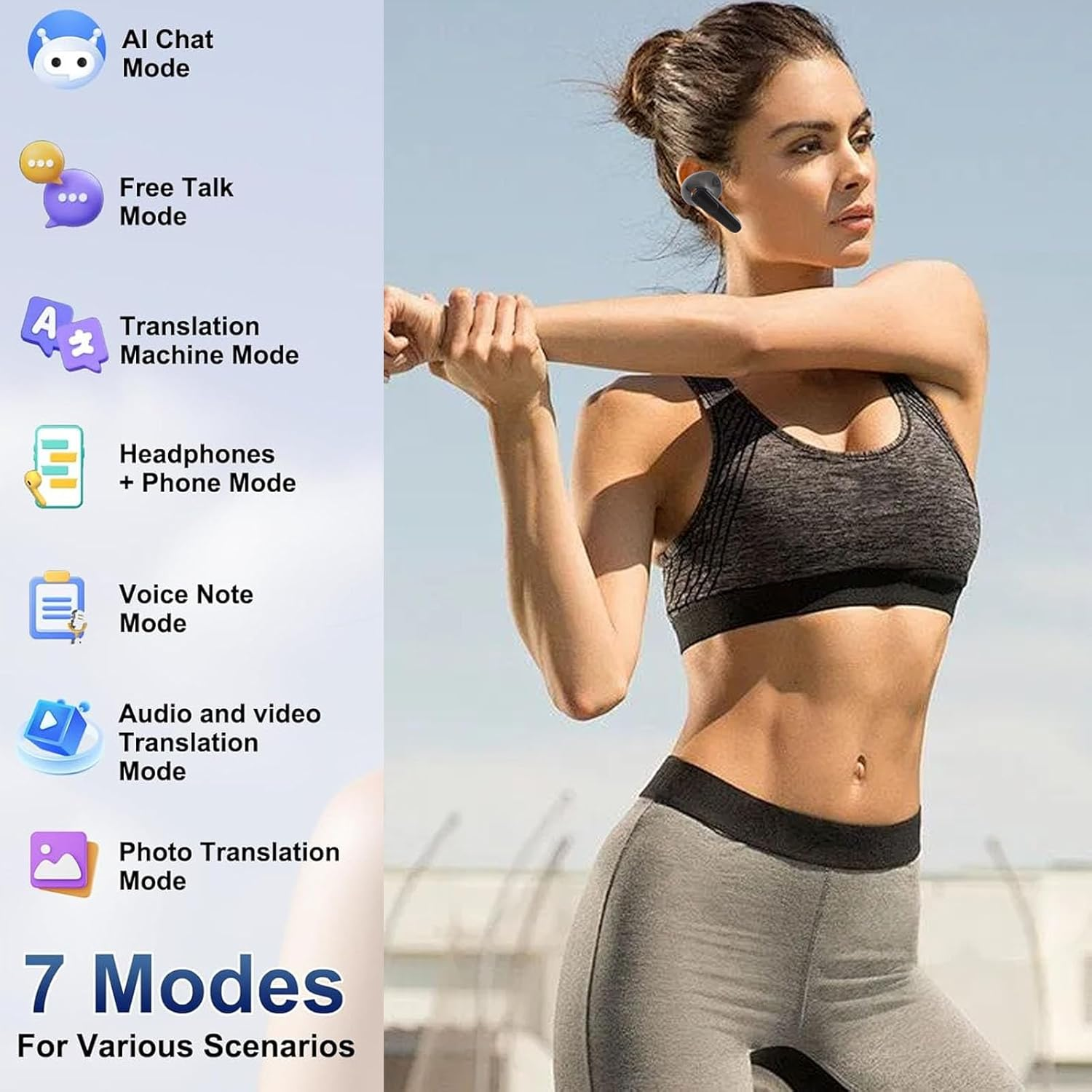 Sxhlseller AI Translation Earbuds, 3 in 1 BT5.3 Noise Cancelling Wireless Stereo Earbuds, 164 Languages Real Time Translator with APP for Travel and Business image number 1