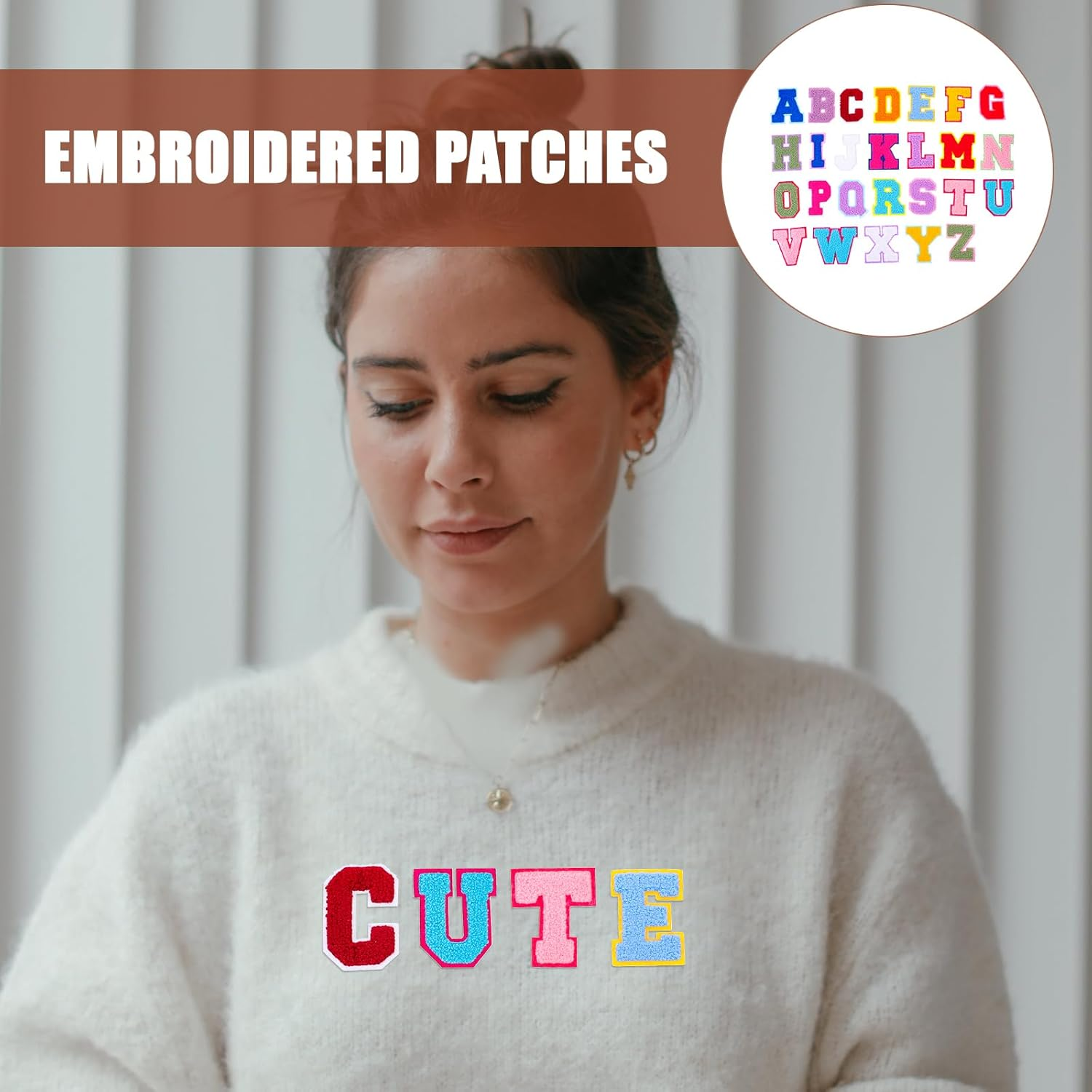 TEHAUX 52Pcs Iron on Letters - Chenille Letter Patches - A-Z Letters Repair Patches Colorful Alphabet Iron on Patches - Fabric Sew on Repair Embroidered Patches for Clothes Hats Backpacks Jeans image number 6