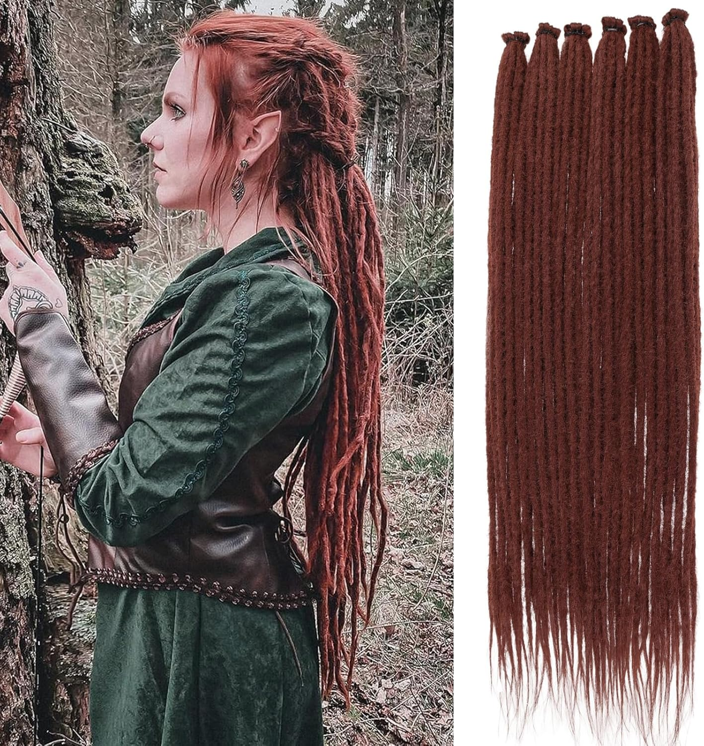 Samtress 18 Inch 20 Strands Thin 0.6 Cm Dreadlock Extensions Reggae Hip-Hop Synthetic Hair Ombre Blonde Handmade Loc Crochet Braiding Hair Extensions (#T27)