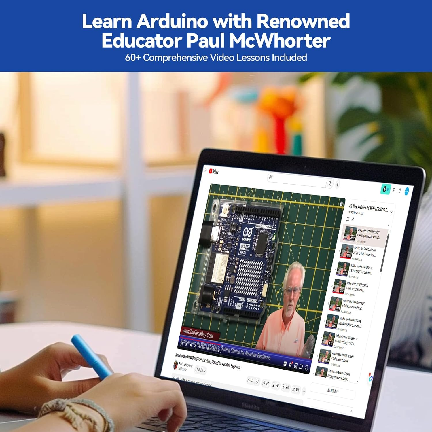 Sunfounder Elite Explorer Kit with Original Arduino Uno R4 Wifi, Rohs Compliant, Bluetooth Iot ESP32 IIC LCD1602 OLED, Super Starter Kit, Online Tutorials & Video Courses for Beginners & Engineers image number 6