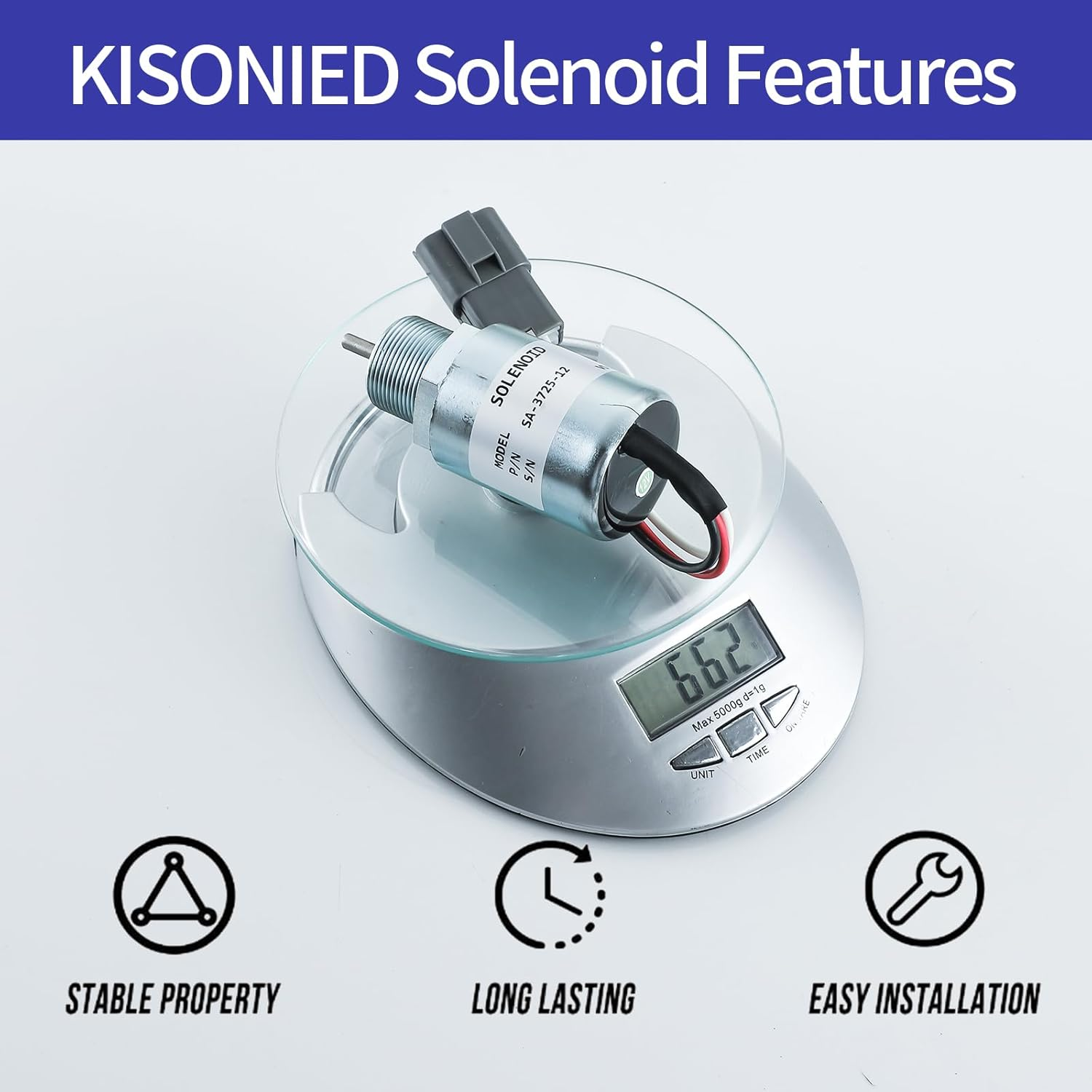 SA-3725-12 Fuel Shut off Solenoid 30A87-20402 for Mitsubishi L2E L3E S3L S4L Engine Volvo Excavator EC13 EC15 EC20 EC25 Mitsubishi Generator Mahindra Max 28 Tractor Stop Solenoid 12VDC image number 2