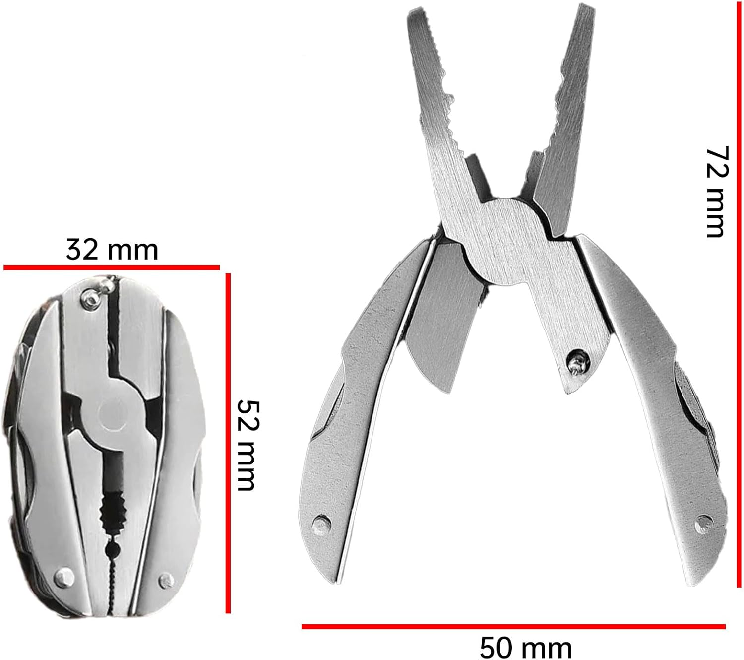 Polished 6-In-1 Stainless Steel Multifunctional Pliers Multi Tools Set with Sheath, Mini image number 5