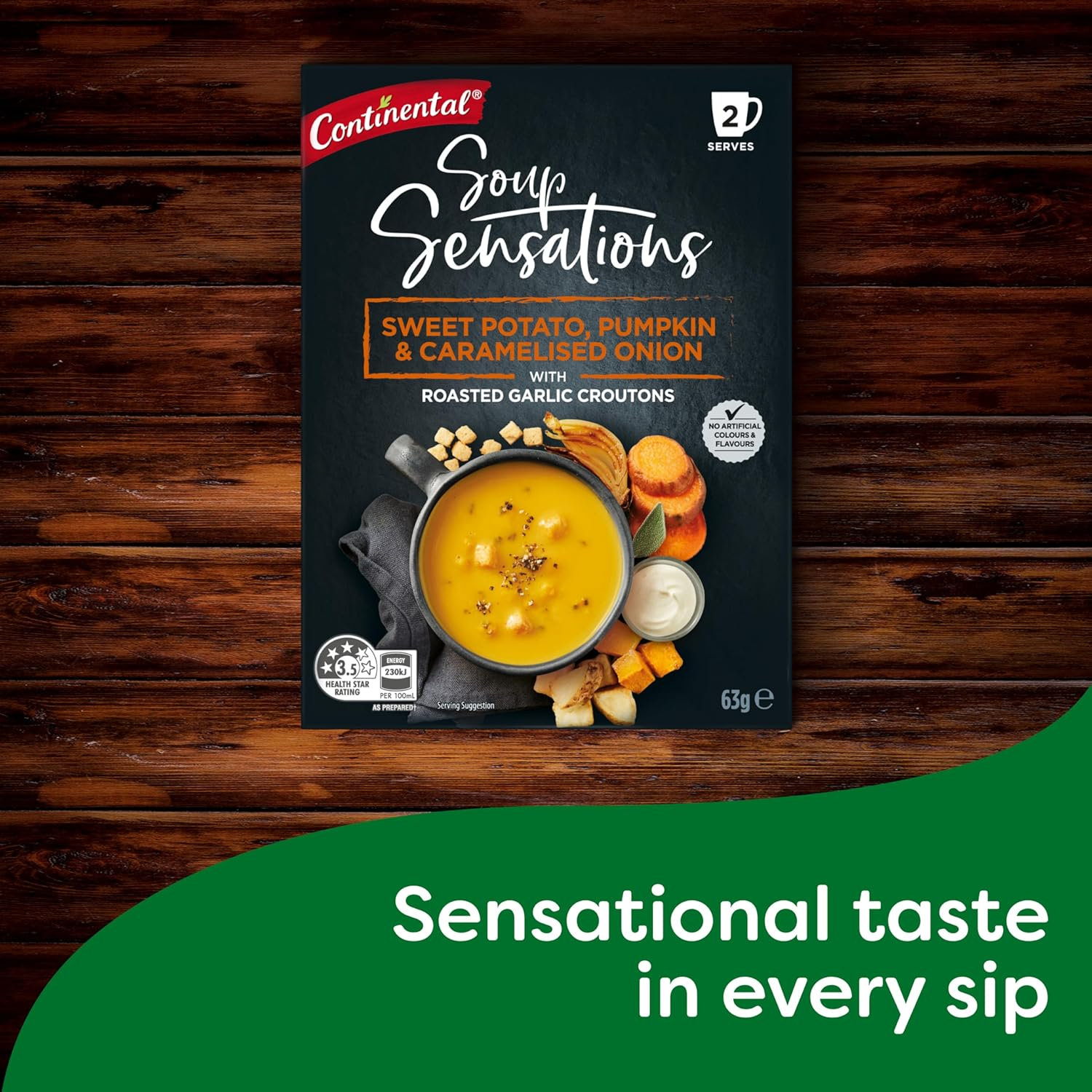 Continental Sweet Potato, Pumpkin and Caramelised Onion with Roasted Garlic Croutons Soup Sensations 63 G image number 5