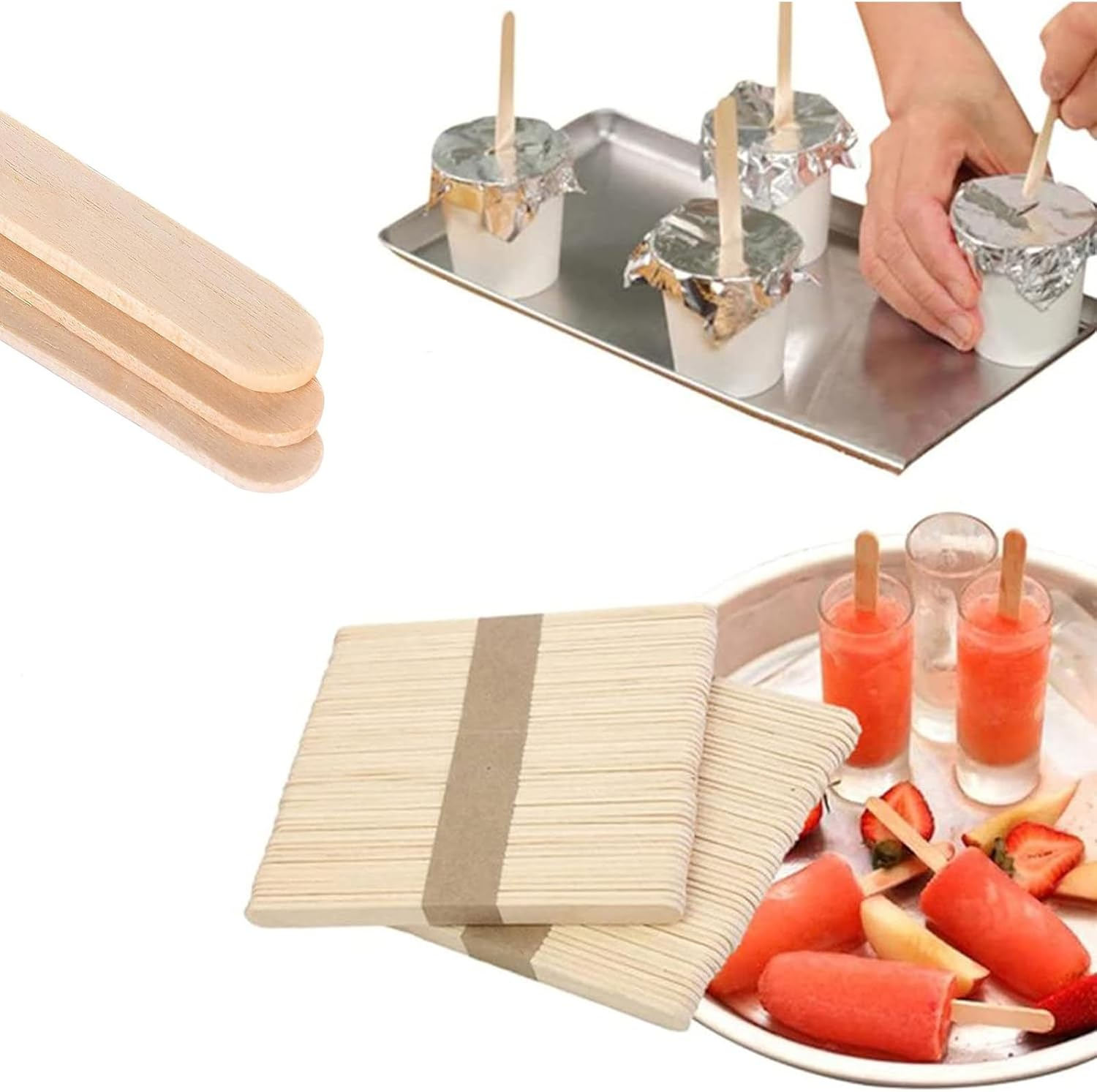 150 PCS Wooden Craft Sticks, Wood Popsicle Ice Cream Sticks for DIY Wood Crafts, Hair Removal and Waxing Supplies, Paint Stirrer, Art Projects and Ice Pop Sticks,Classroom Art Supplies image number 4