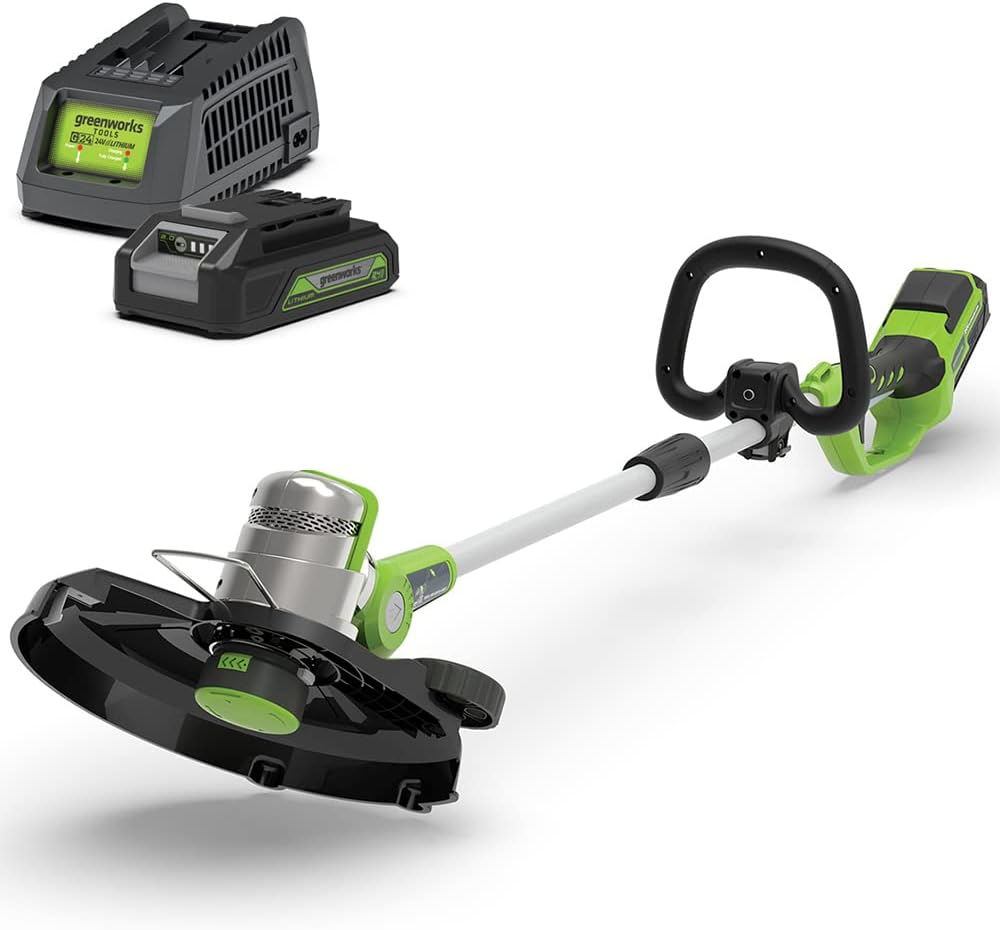Greenworks Deluxe Model 24V String Trimmer Kit with 2Ah Battery, Multicolor