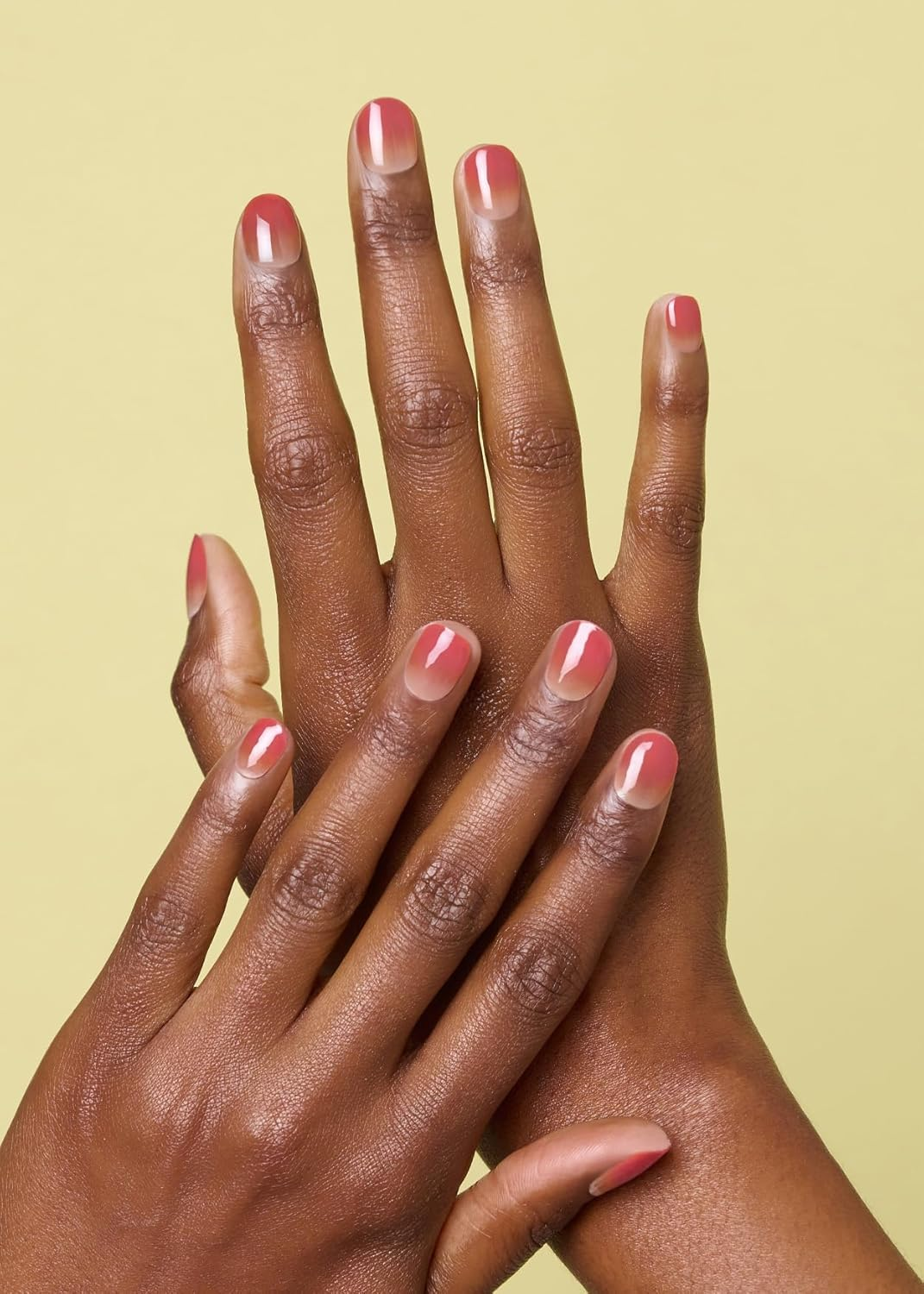 Ohora Semi Cured Gel Nail Strips (N Basic Nails No.1) - Red, Ombre, Works with Any UV/LED Lamps, Salon-Quality, Long Lasting, Easy to Apply & Remove - Includes 2 Prep Pads, Nail File & Wooden Stick image number 2