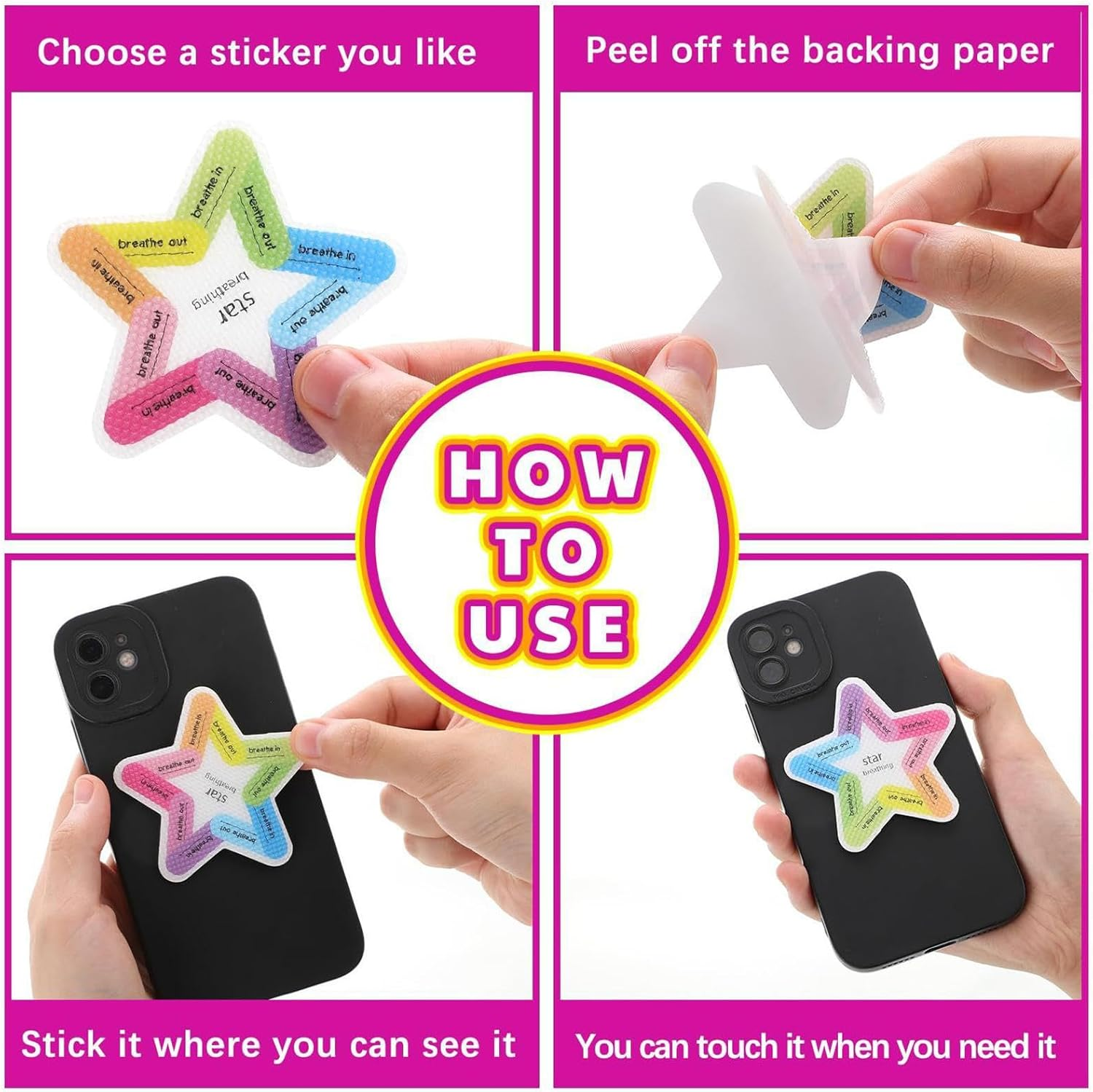 Sensory Stickers - Sensory Adhesives - Creative Rainbow Waterproof Rough Textured Calming Stickers for Phone Water Bottle Desk School Zalhin image number 1