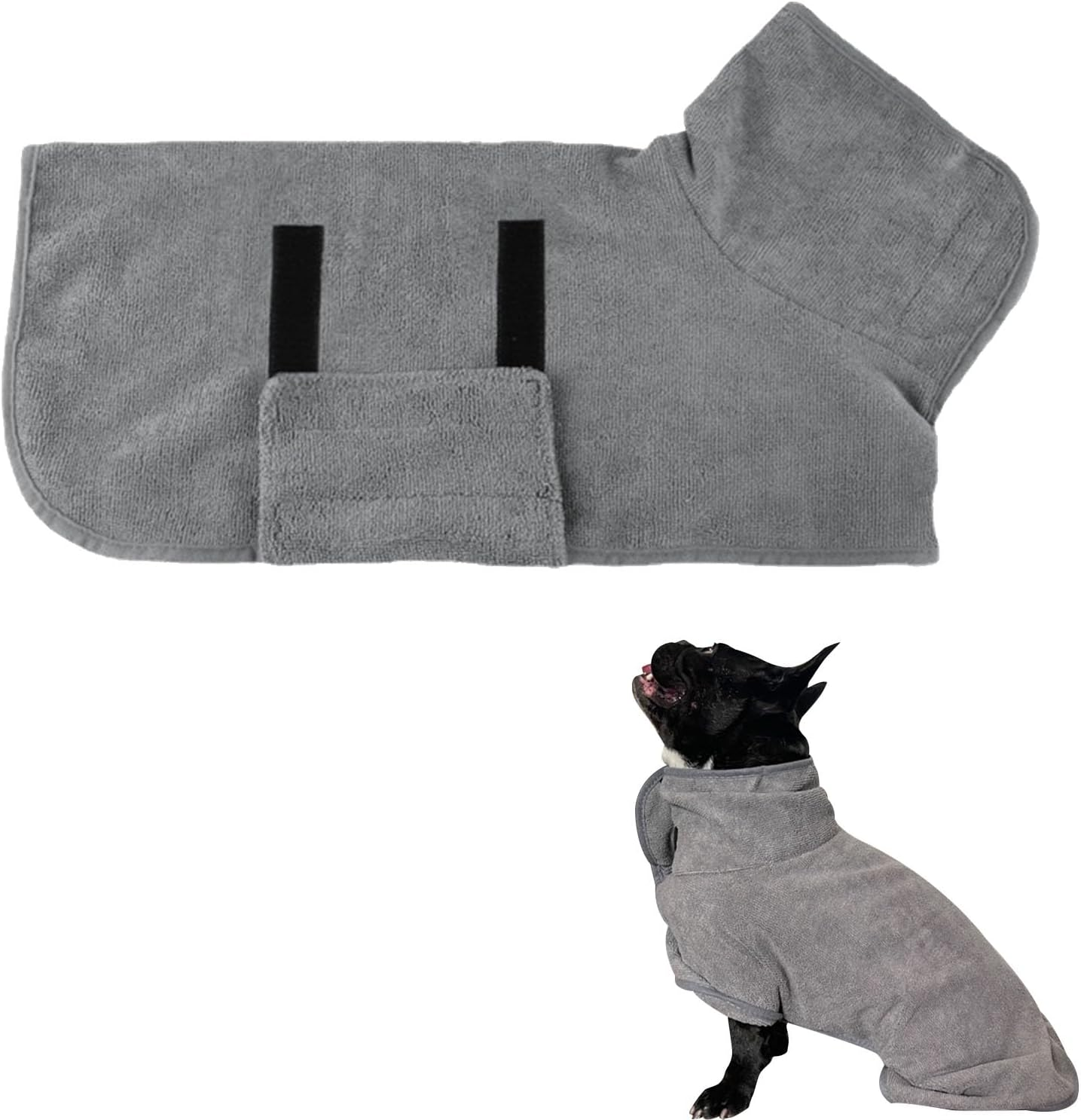 Microfibre Dog Bathrobe, Dog Bathrobe for Dogs, Extra Absorbent and Quick Drying with Velcro Fastening, Dog Bathrobe for Medium and Small Dogs, XS