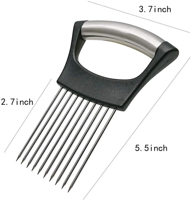 Onion Slice Holder, 2024 New Stainless Steel Onion Holder for Slicing, Chopper Slicing Assistant Tool, Cutter for Slicing of Meat, Onion, Potato, Tomato Kitchen Gadgets (Black, 1 Pack) image number 5
