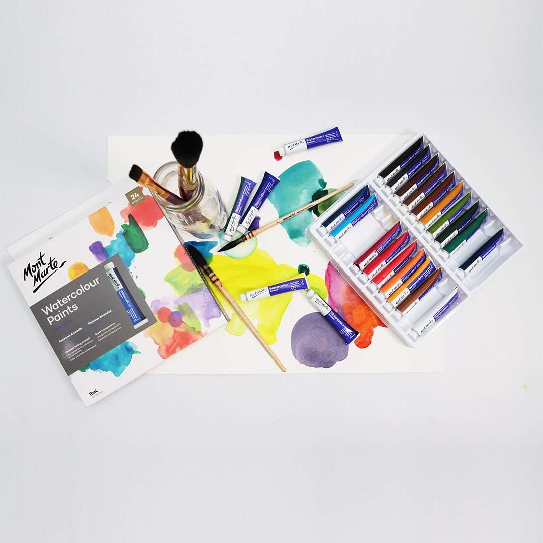 Mont Marte Watercolor Paint Set 24 Colours 8Ml, Aluminium Watercolor Tube Set, Perfect for Paper image number 2