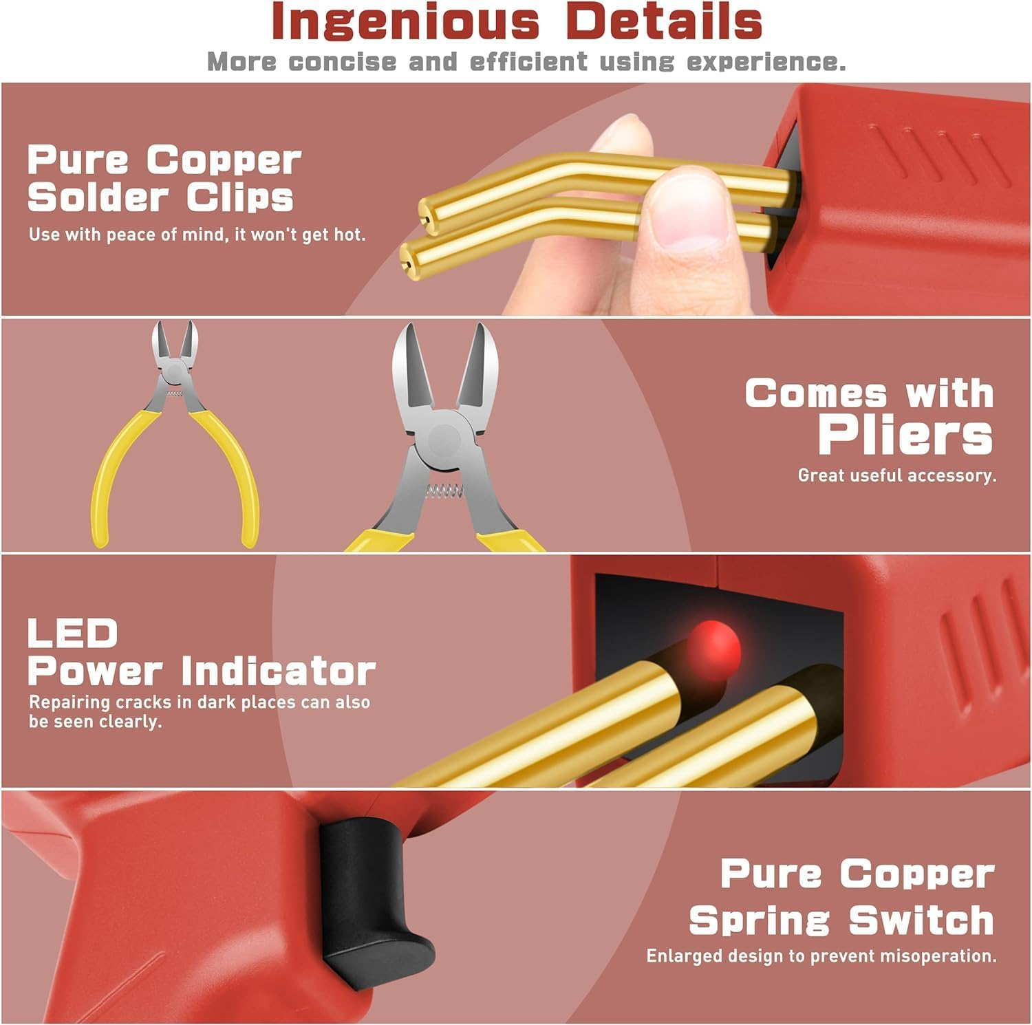 Upgraded Plastic Welder with 1000PCS Staples, Plastic Welding Kit, Hot Stapler Kit, Plastic Welder Gun Kit, Car Bumper Repair Kit, Plastic Repair Kit, Portable Toolbox (Red) image number 2