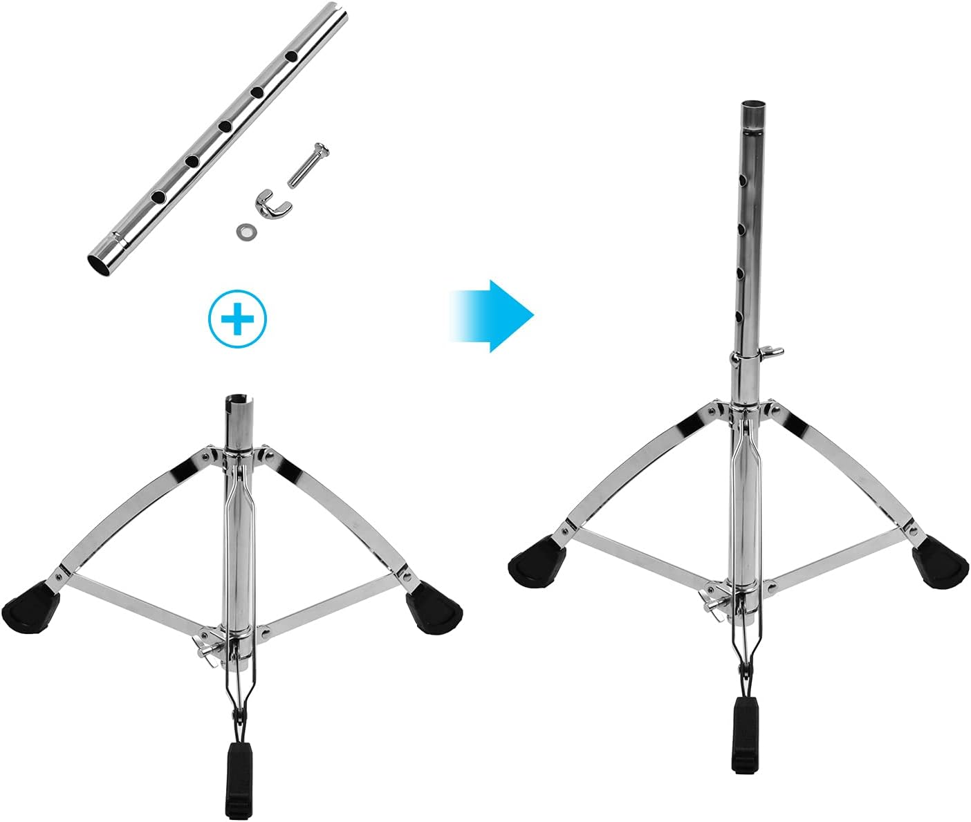 ACAGALA Universal Drum Throne round Padded Drum Seat Stool Double-Braced Stainless Steel Legs Anti-Slip 5 Levels Adajustable Height for Adult Drummers image number 4