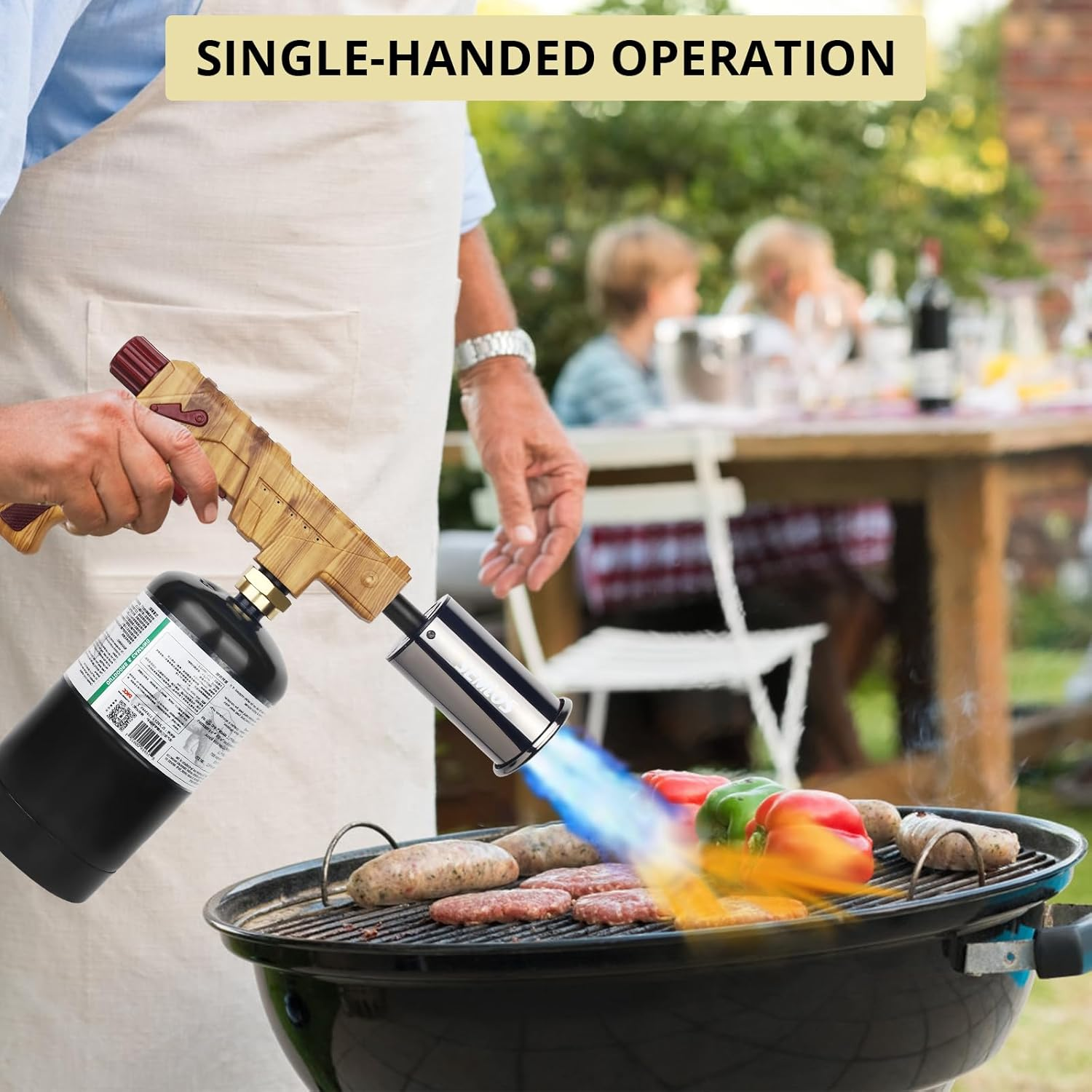 Semlos Propane Torch - Kitchen Torch - Powerful Grill Gun - Charcoal Lighter - Campfire Starter - Sous Vide - Chef Blow Torch for Searing Steak & Creme Brulee & Bbq(Propane Tank Not Included) image number 4