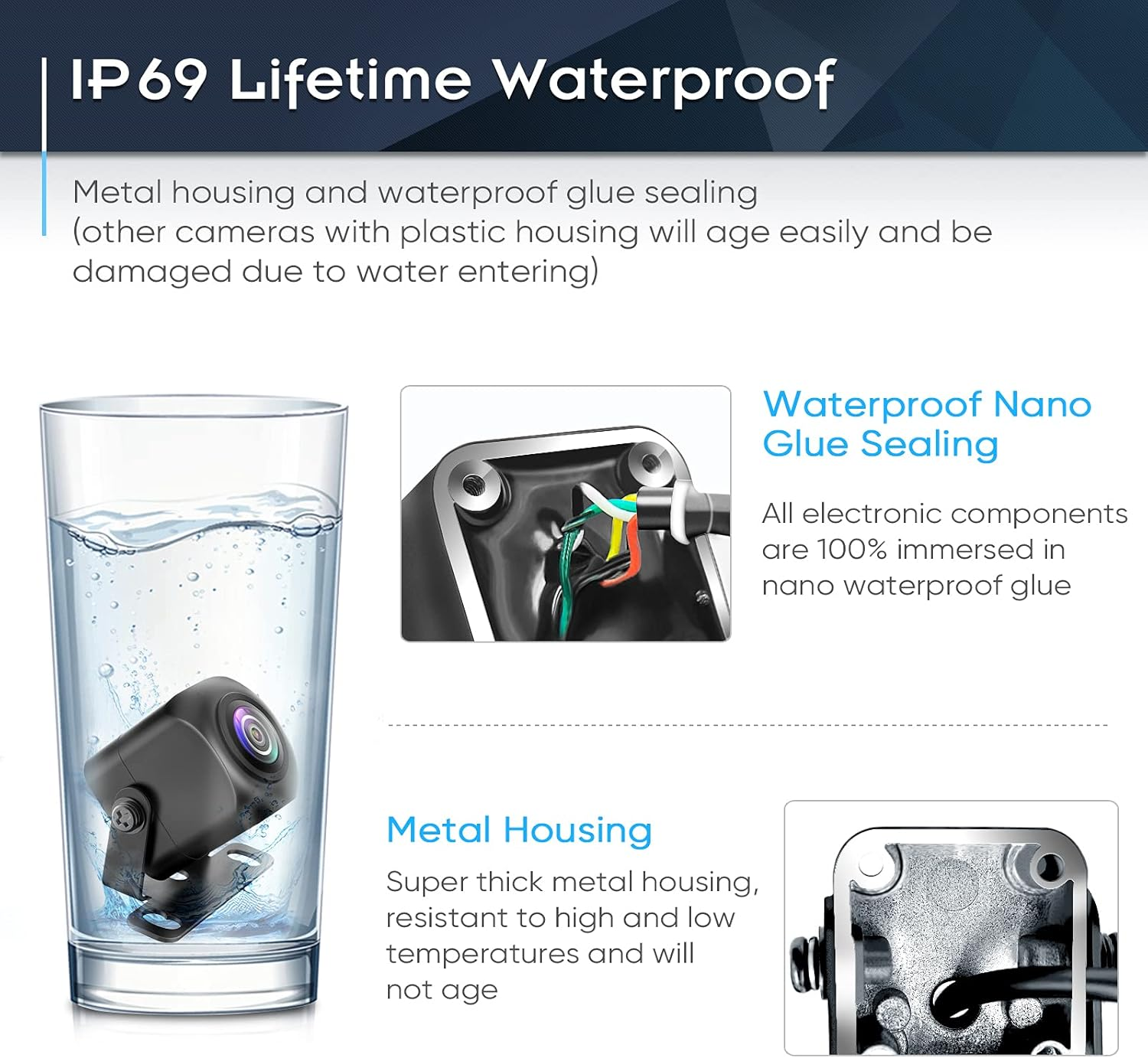 Pixelman Backup Camera,Ahd 1080P Metal 170 Degree Wide Angle Rearview Reversing Camera,Pmd2A-S Clear Night Vision IP69 Waterproof Reverse Rear View Camera for Car Vehicle SUV RV image number 3