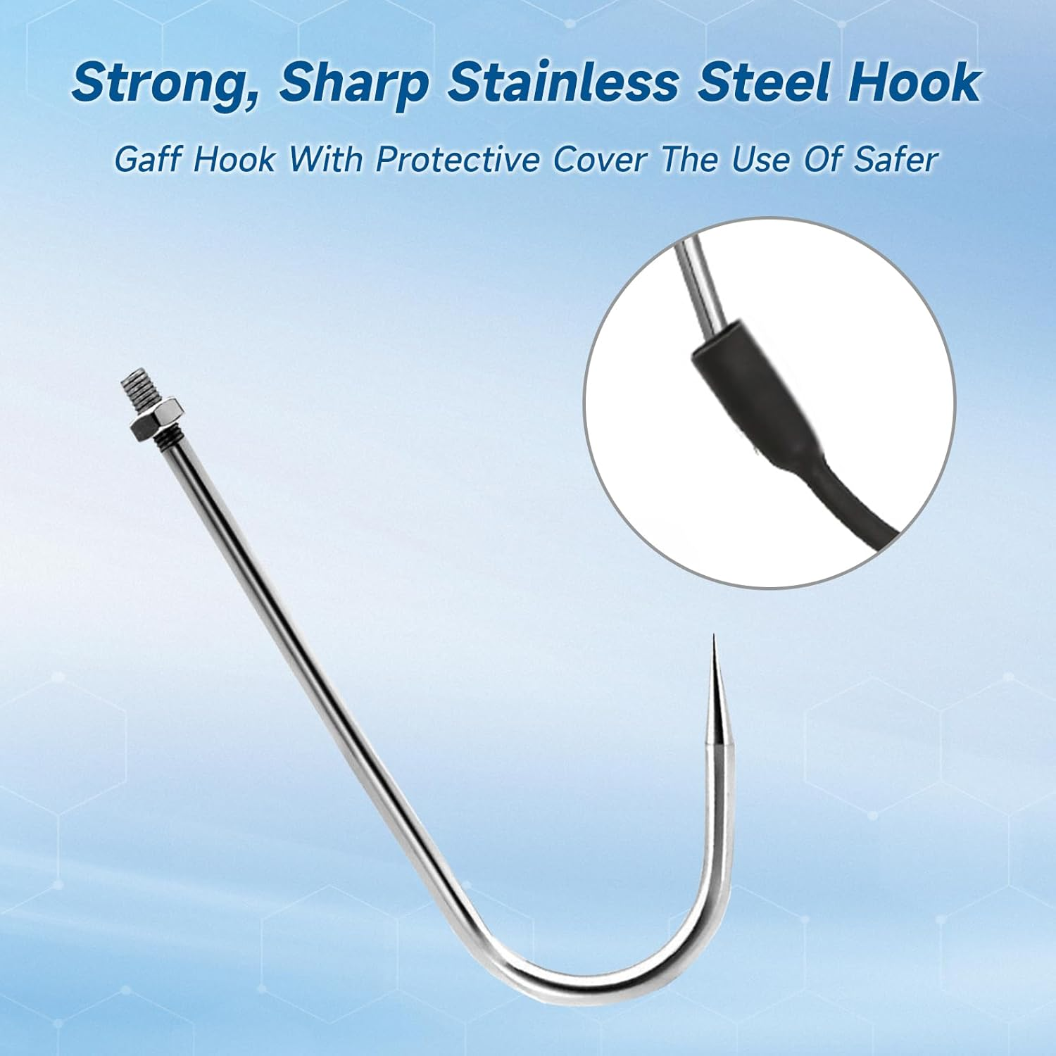 KOMCLUB Telescopic Fishing Gaff - Sturdy Aluminum Pole, Non-Slip Handle, Fish Gaff with Stainless Steel Hook Can Float When Extending，35.4In 6.6Ft S/M Length Spear for Saltwater Fish image number 1