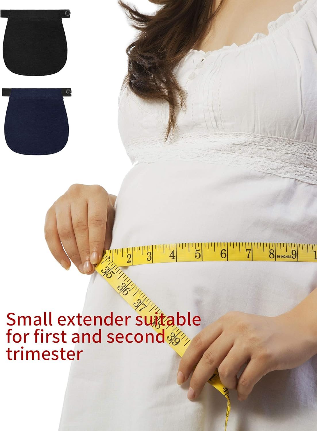 8 Pieces Waist Extender Set, Maternity Pants Extender Adjustable Pant Button Extenders Elastic Waistband Extender for Men or Pregnancy Women, 2 Colors image number 1