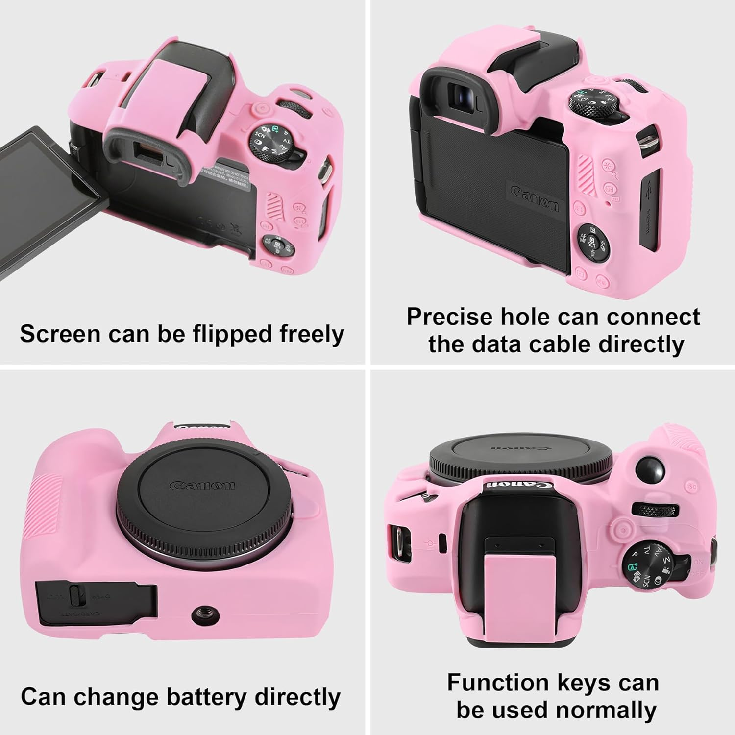 RAIALL Case for Canon EOS R50 Camera, Soft Silicone Protective Case for Canon EOS R50 EOSR50 Vlogging Camera, Lightweight EOS R50 Camera Case Cover Grip Body Skin, Pink image number 2