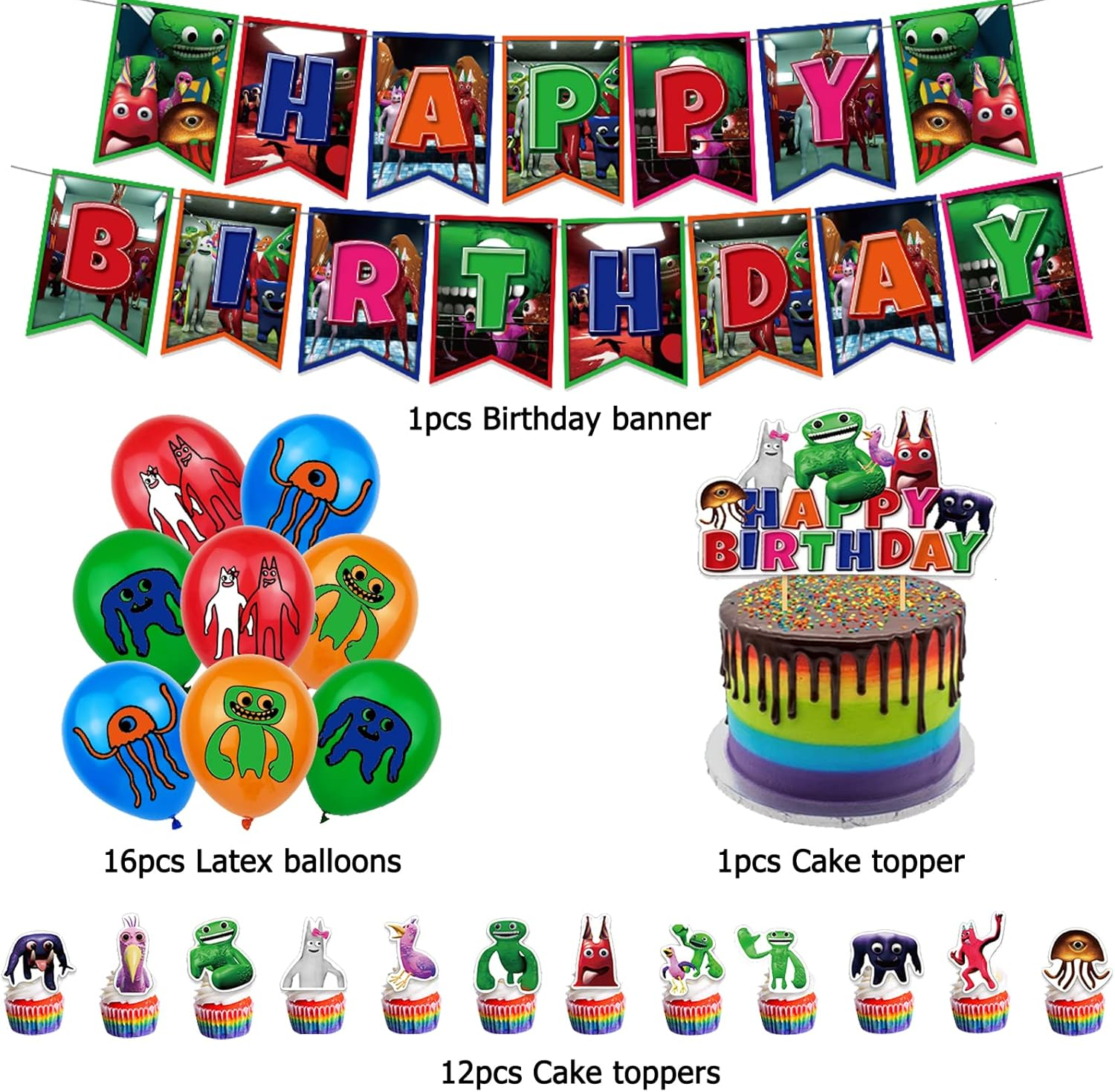 Garten of Banban Party Supplies Garten of Banban Party Decorations Garten of Ban Ban Balloons Birthday Garten of Banban Balloons Garten of Ban Ban Cake Topper Garten of Ban Ban Birthday Banner