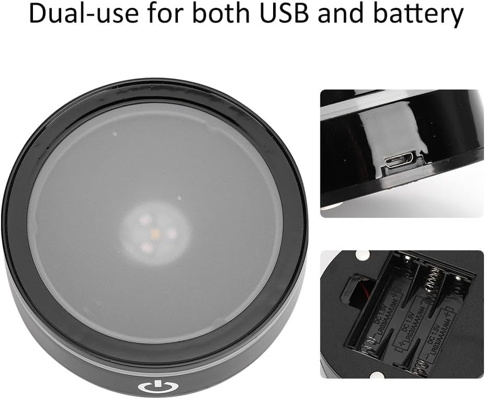 7 Colors LED Light Base, 3 Inch Battery Powered round Stand Display Plate, Flat Show Stand with Sensitive Touch Switch for Crystal, Art Glass, Acrylic Diameter 3In X Thickness 1In image number 3
