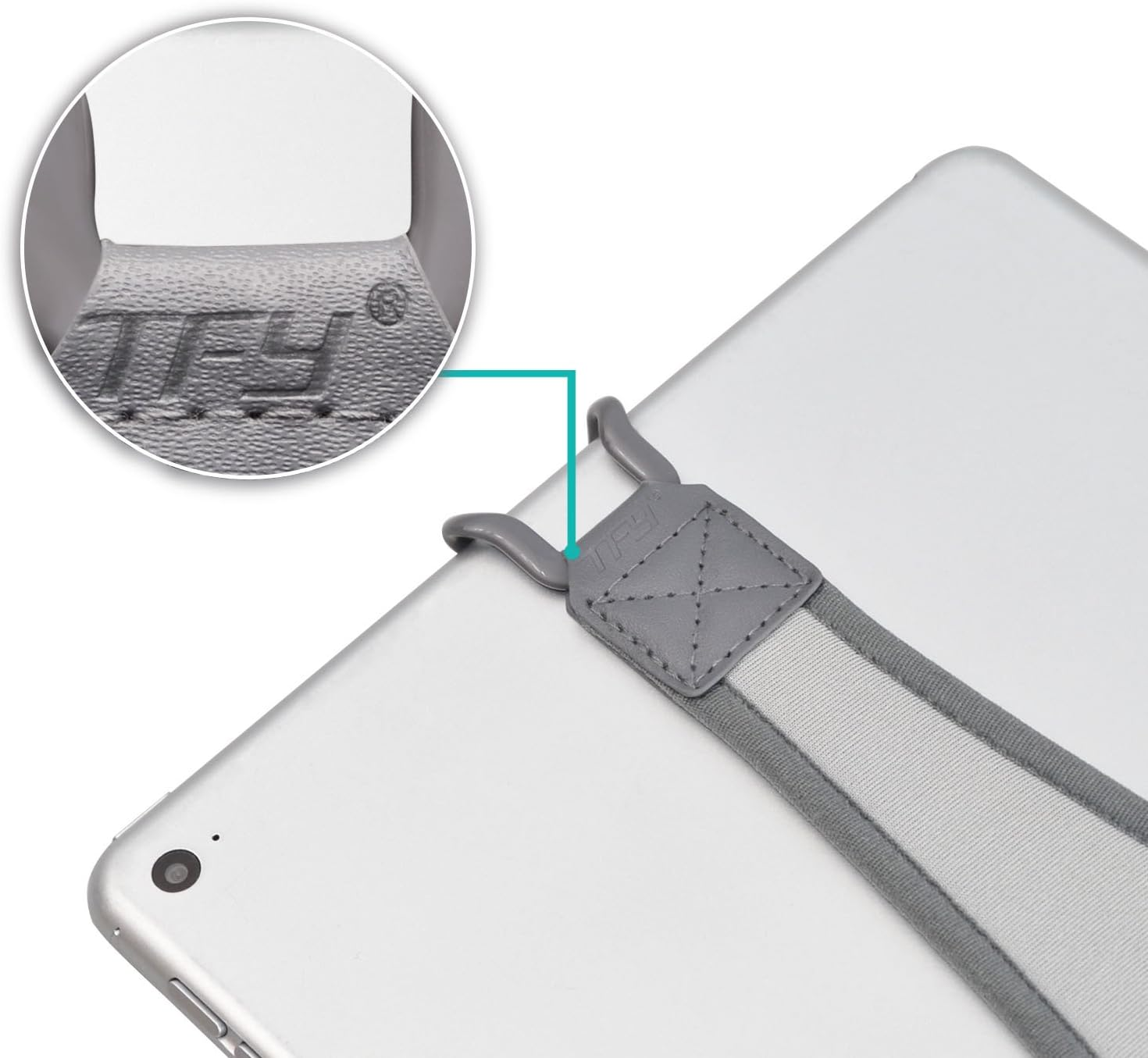 TFY Security Hand Strap Holder Finger Grip for Tablets -Compatible with Ipad Air/Ipad Pro 9.7Inch / Samsung Galaxy Tab 10.1Inch / Tab 4 10.1Inch / Tab Pro 10.1Inch / Tab S 10.5 (Grey)