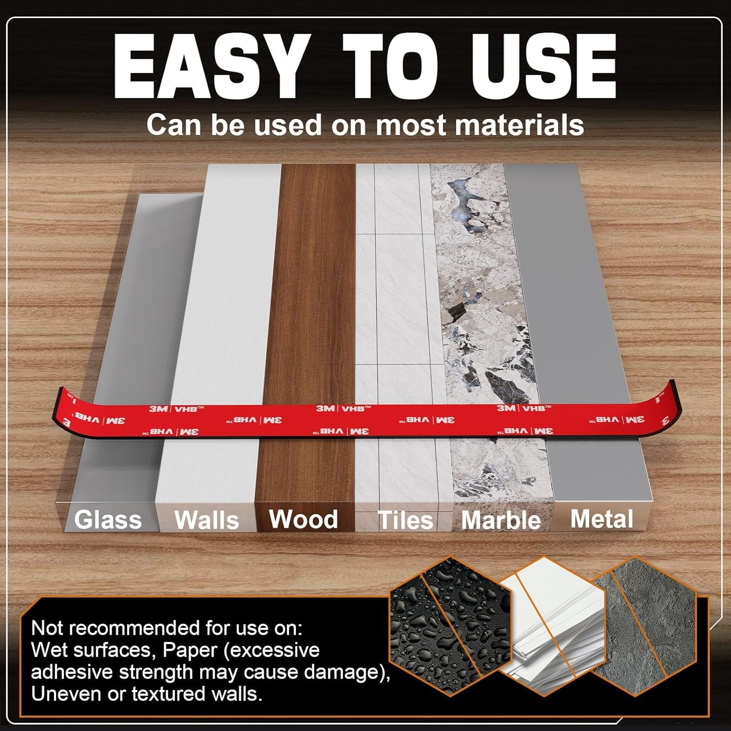 3M Double Sided Tape Heavy Duty 10Ft, Double Sided Mounting Tape for Wall, 3M Vhb Strong Double Sided Tape Heavy Duty for Car, LED Light Strip, Home/Office Decoration image number 3