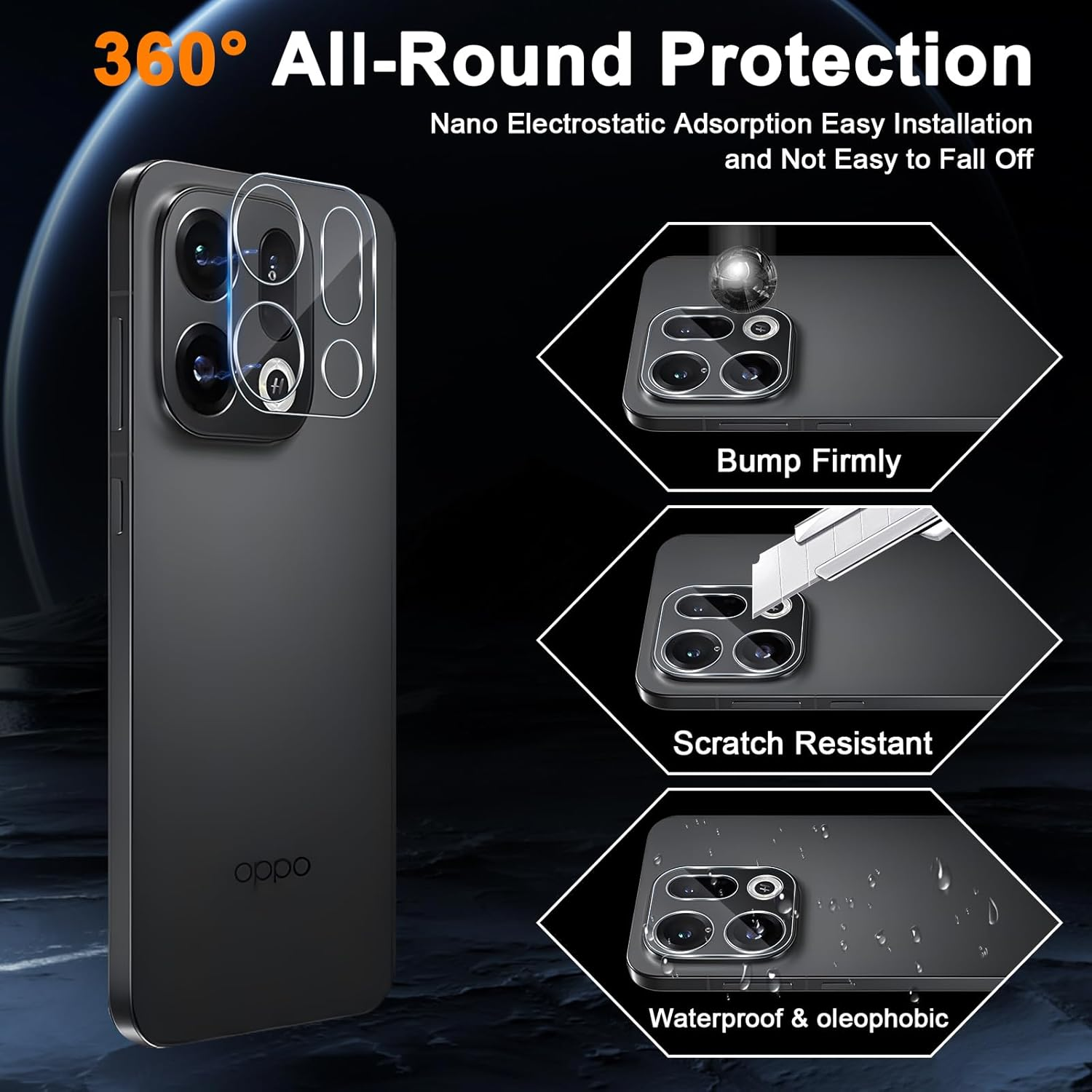 Aerku Screen Protector for Oppo Find X9 5G for Tempered Glass, 2 Pieces Protective Glass and 2 Pieces Camera Protection, 9H Hardness 0.33 Mm Ultra Clear Film, Anti-Scratch, Anti-Bubble Screen image number 1