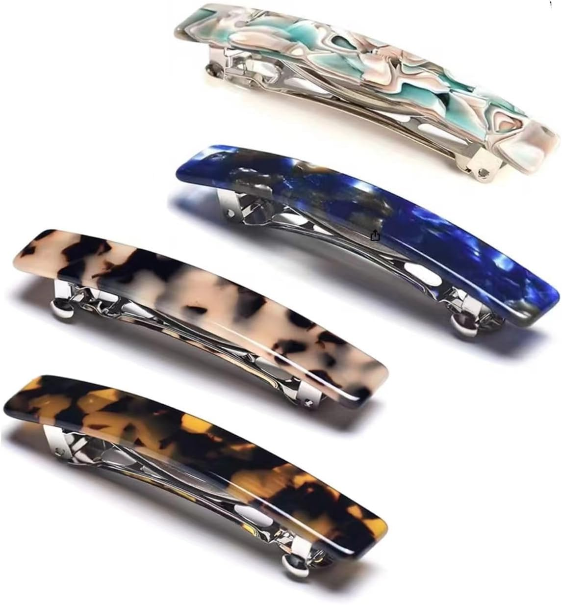 TOOGABBIE 4PCS Elegant Barrette Hair Clips for Women,French Hair Clip Set with Unique Designs, Tortoise Shell Celluloid Rectangle Hair Clips for Any Occasion image number 6