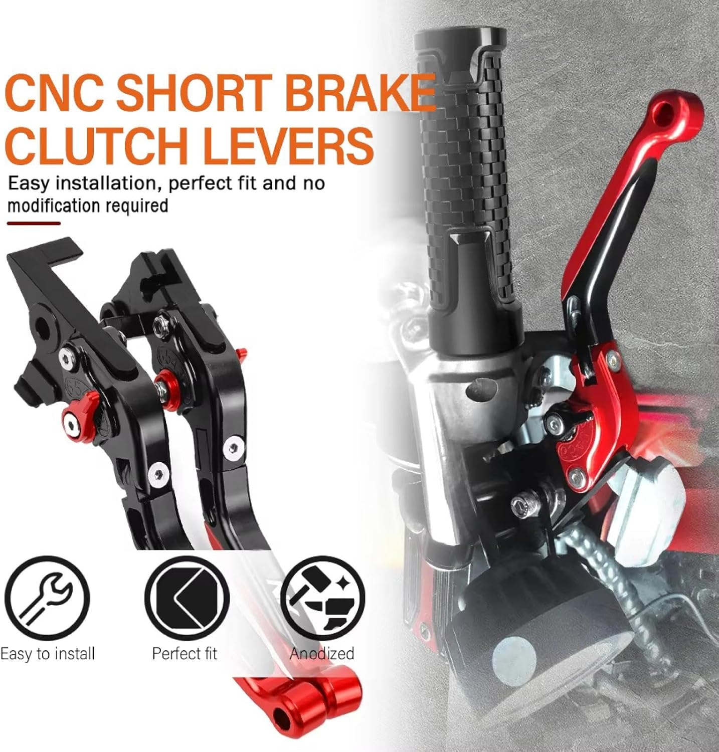Motorcycle Brake Clutch Levers for Honda CB500F CB500X CB 500 X/F 2013-2021 2022 CNC Aluminum Length and Gears Adjustable Foldable Extendable Handle Levers Brake Clutch Lever Motorcycle Parts