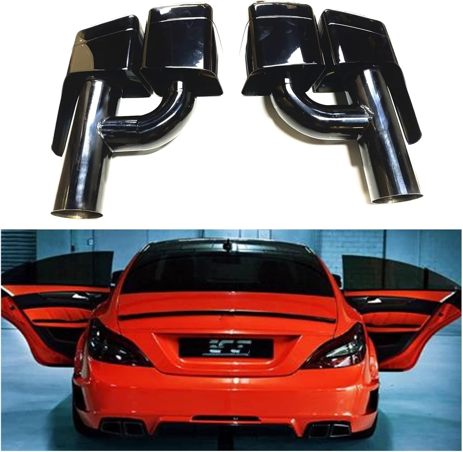 Muffler Titanium Black Rear Exhaust Muffler Tip Pipe Air Vent Tailpipe Compatible with Mercedes Benz W212 E63 W221 W204 2008-2013 W204 W205 W218 image number 5