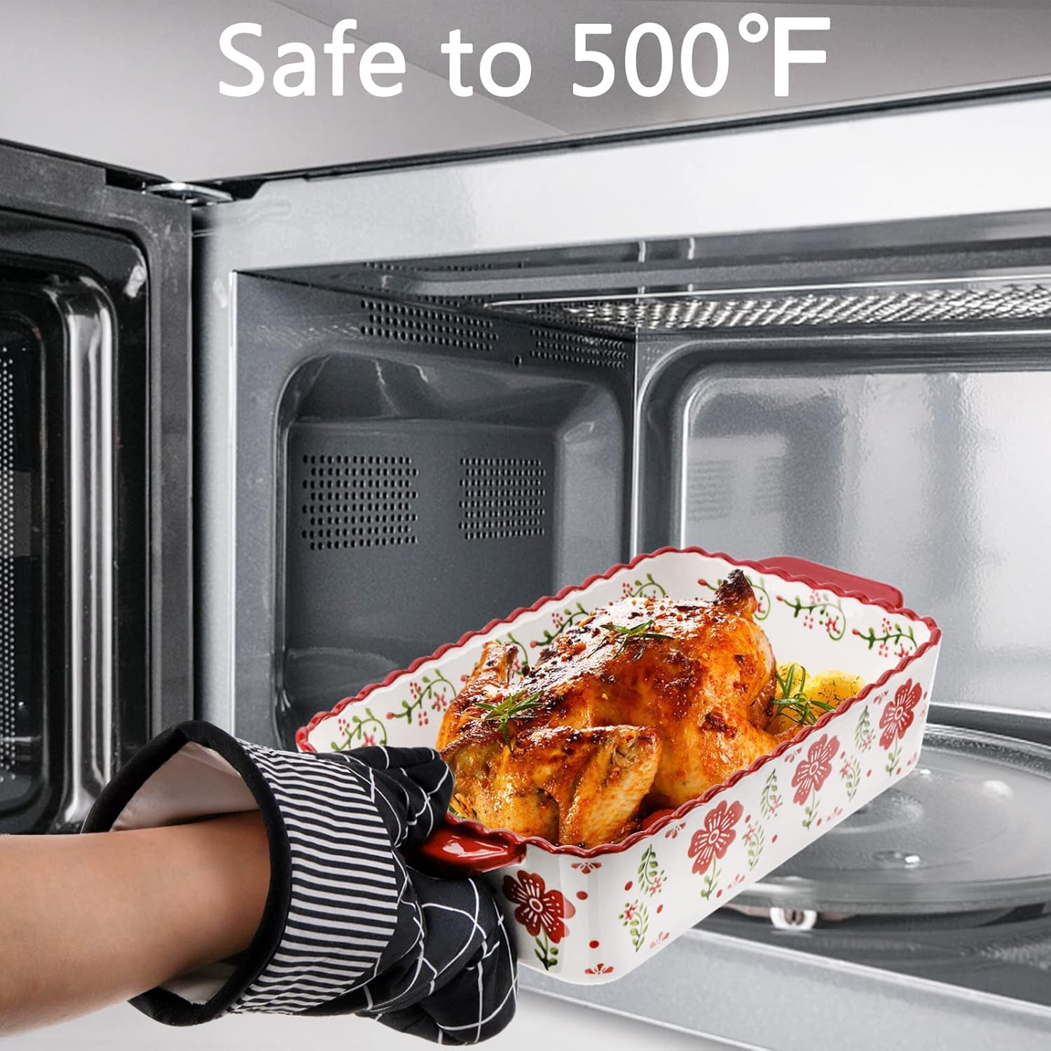 Coloch 3 Pack Ceramic Baking Dishes, Rectanglar Bakeware Set Hand-Painted Lasagna Pan Porcelain Serving Bakeware for Pasta, Chicken, Kitchen, Banquet, Microwave and Dishwasher Safe image number 3