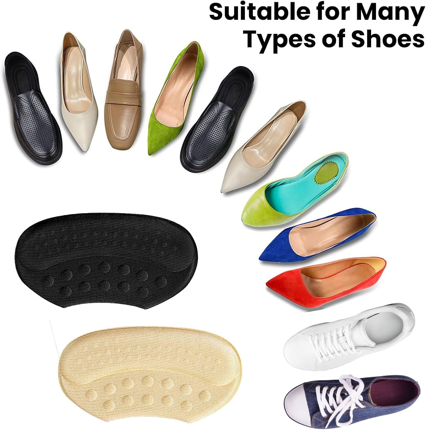 YBVABE Heel Grips Liner Cushions Inserts for Loose Shoes - 6 Pieces Gel Heel Pads Snugs for Shoe Too Big Shoes, Improved Fit and Comfort Filler for Men & Women, Stop Heel Slip and Blister (Beige)