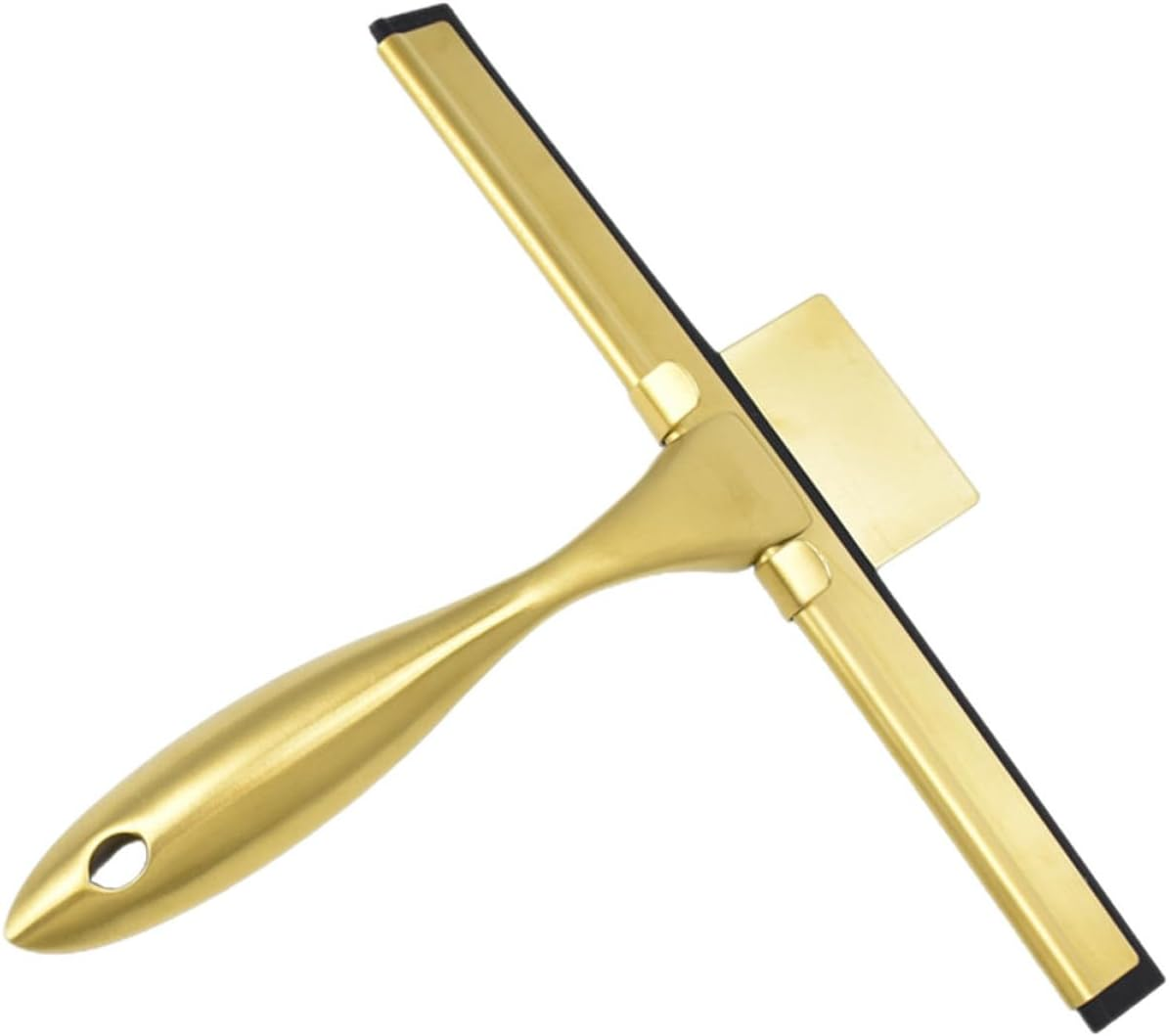 Yardwe 10-Inch Gold Stainless Steel Window Squeegee with Rubber Blade, Shower Glass Door Cleaner and Bathroom Scraper for Tile and Glass Surfaces, Home Window Cleaning Tool
