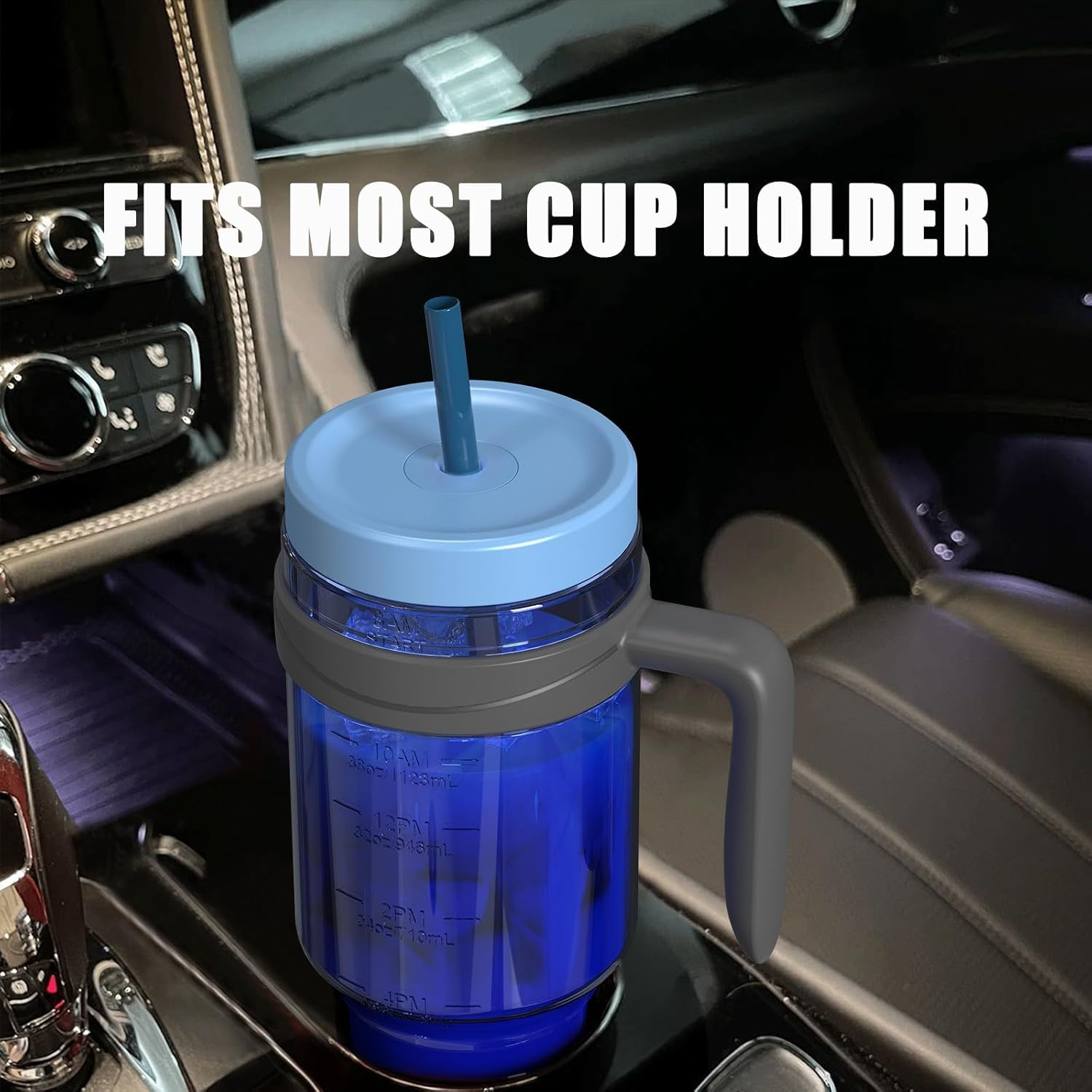 Tronco 50Oz Tritan Plastic Tumbler with Lid & Straw &ndash; Bpa-Free, Clear Water Bottle with Time Markers &ndash; 100% Leak-Proof, Wide Mouth &ndash; Perfect for Iced Coffee, Juice, Smoothies & Bubble Tea image number 3