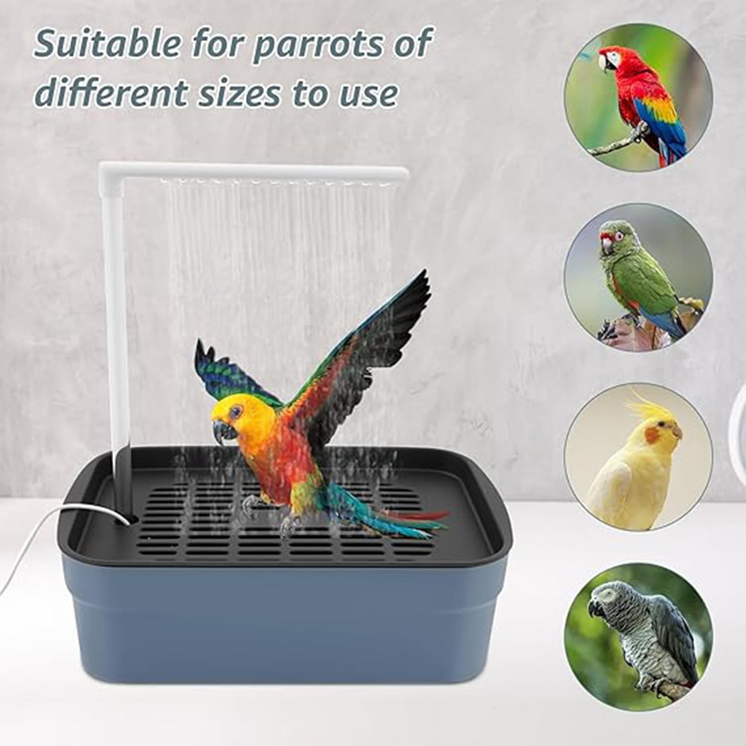 Automatic Bird Bath for Cage,Parakeet Bath with Pump Bird Shower Fountain Circulating Water Electric Parrot Bathtub Contains USB Power Plug for Cockatiel Lovebird image number 3