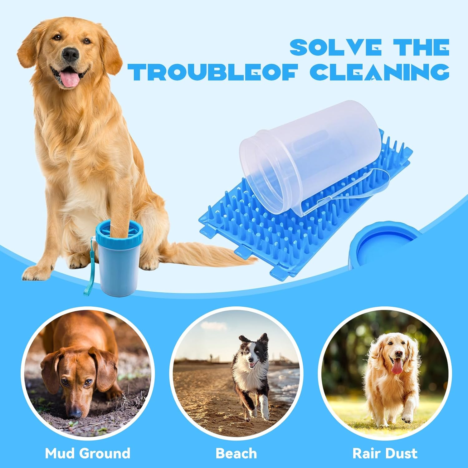 Dog Paw Cleaner, Paw Muddy Paw Cleaner, Dog Paw Washer, Pet Foot Cleaner for Small Medium Large Breed Dogs/Cats, with 3 Absorbent Towel image number 1
