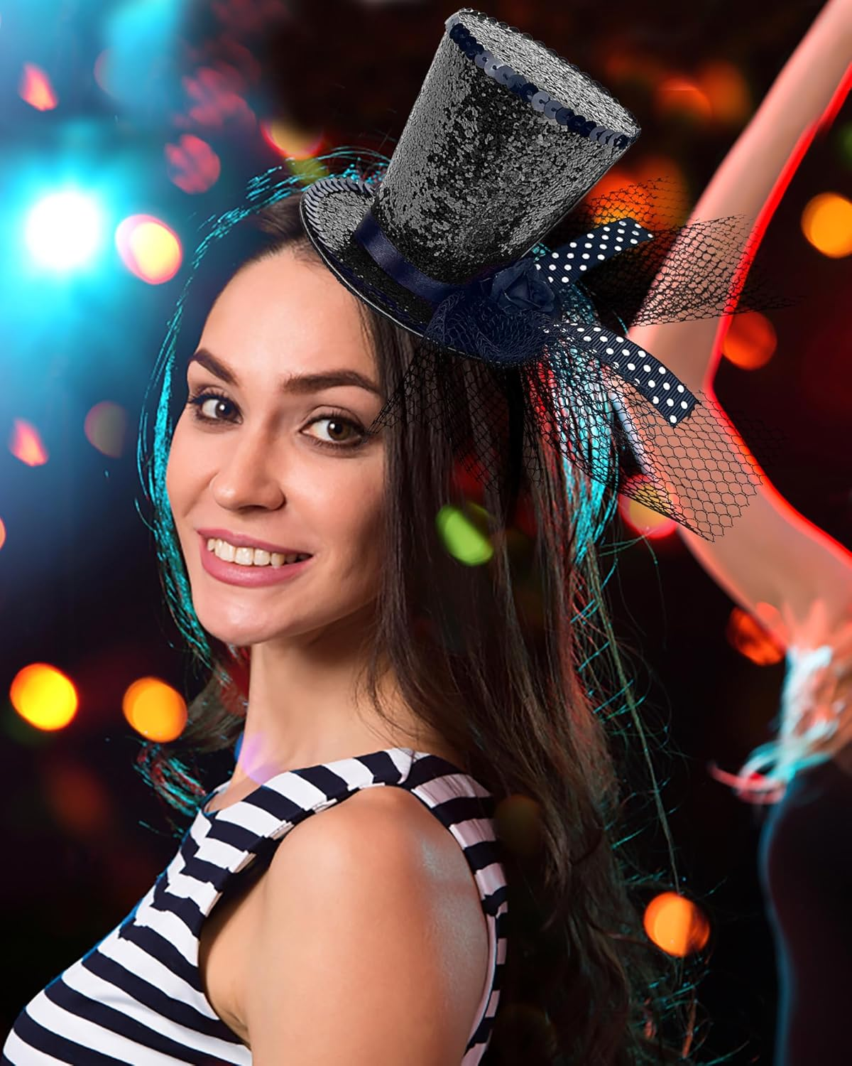 Mini Top Hat Headband Fascinator Tea Party Headpiece for Women Lady Gril 1920S Gatsby Party Costume Accessory image number 6