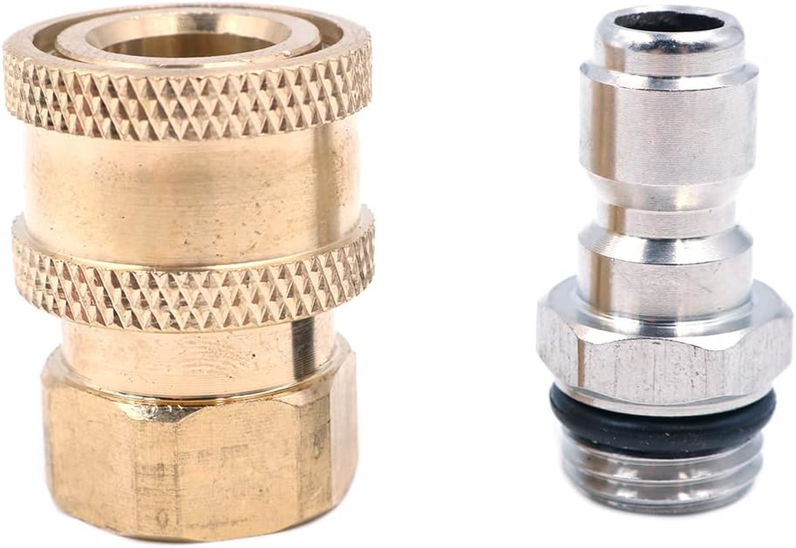 1 Set ZONADA Quick Connector Pressure Washer Fittings, M14 Female Thread Tap Connector & Male Thread Brass Quick Connector, 1/4" Pressure Washer Adapter Set image number 1