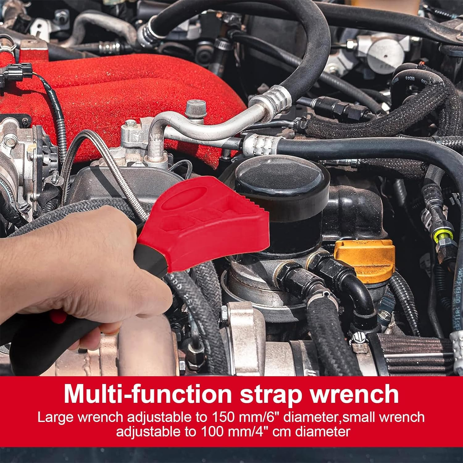 Strap Wrench Set, 2 Pcs Adjustable Rubber Strap Wrench, Oil Filter Wrench for Jar Opener, Pipe Wrench