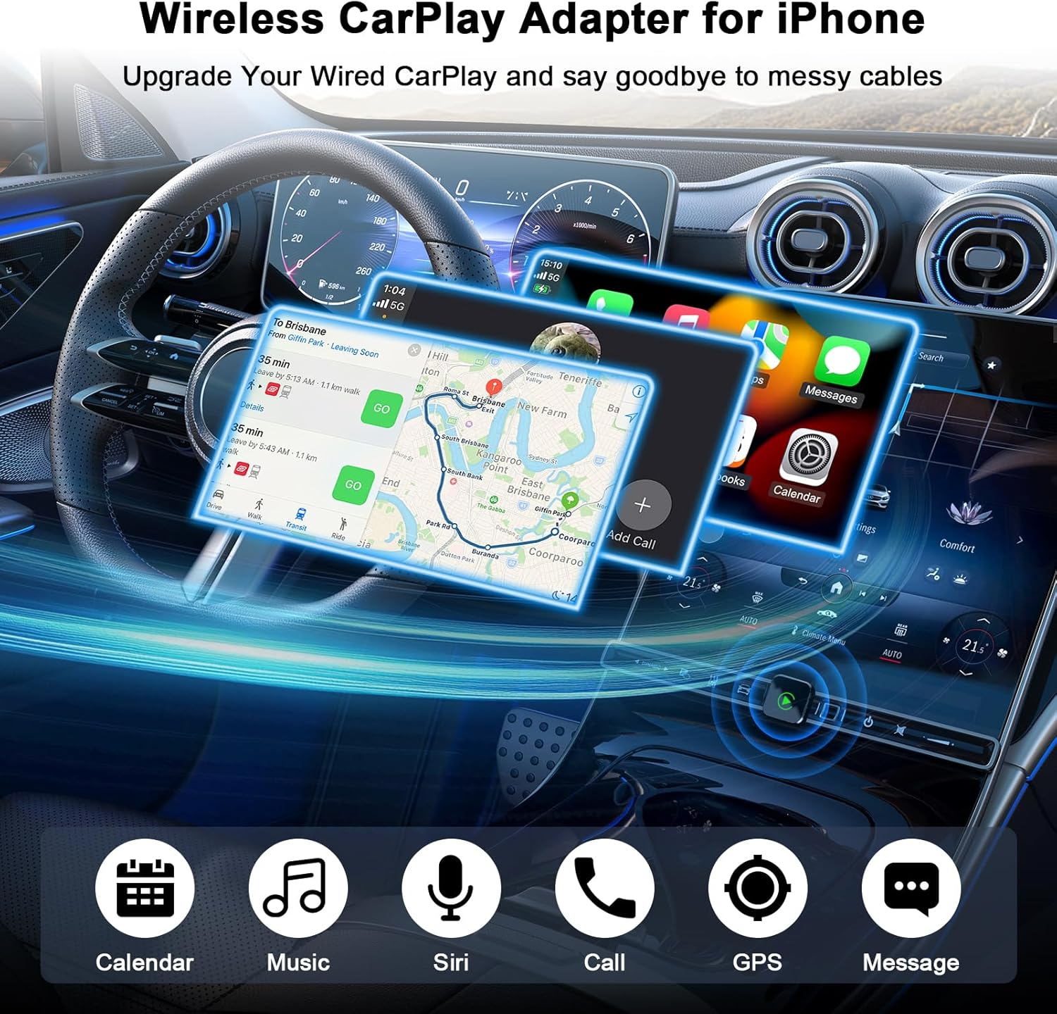 Wireless Carplay Adapter for Iphone, 2025 Upgrade Wired Carplay to Wireless, Mini USB Design for Cars with Built-In Wired Apple Carplay, Plug and Play, Fast Stable Connection Car Play for Iphone image number 2