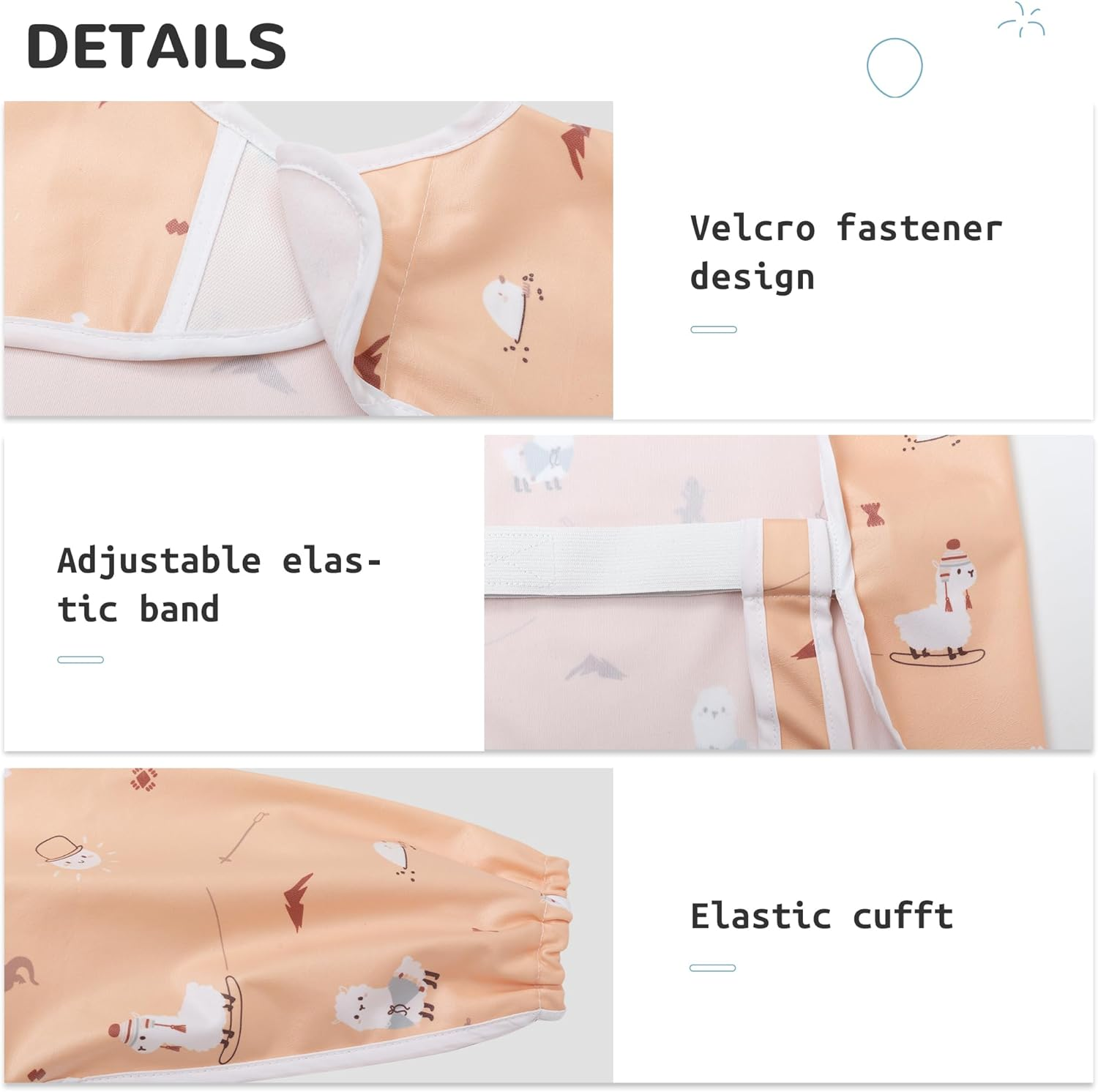 Little Dimsum Baby & Toddler Weaning Bib Coverall, Attaches to High Chair, Waterproof Long Sleeve Feeding Smock Apron, Easy to Clean for Eating 6-36 Months image number 2