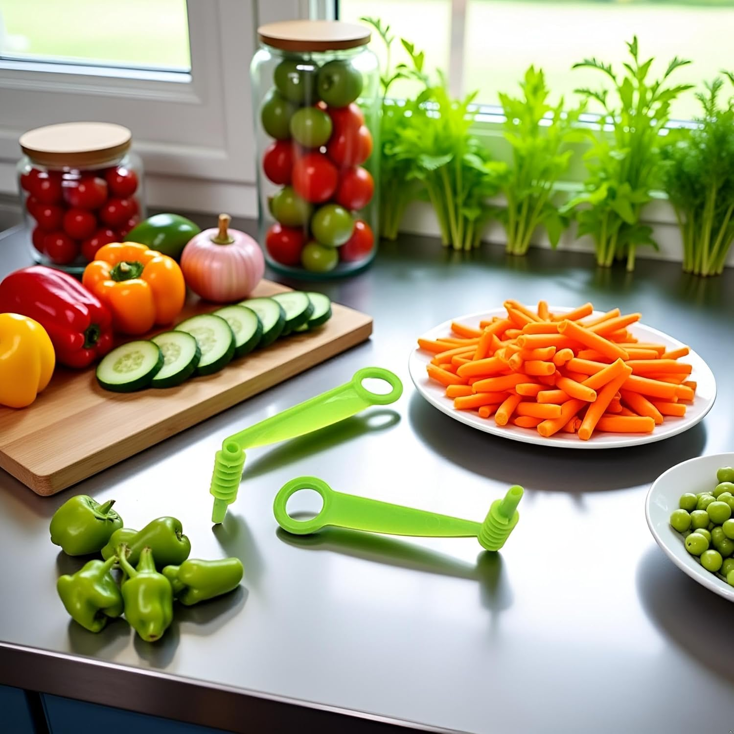 2Pcs Spiral Slicer Blade Hand Slicer Cutter Potato Cucumber Vegetables Spiral Knife Kitchen Accessories Tool,Manual Screw Peelers Kitchen and Dining Tools (Green) image number 3