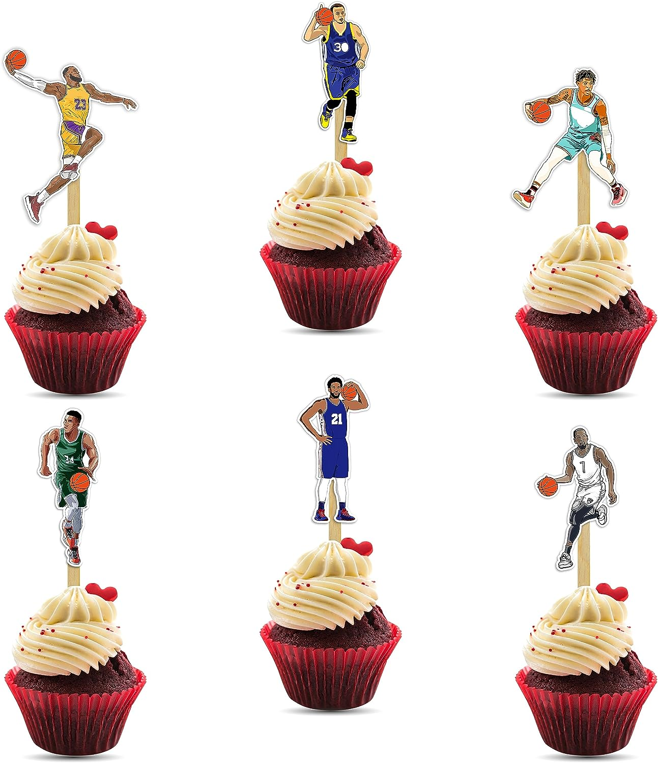 Basketball Cupcake Toppers &ndash; Fun & Sporty Party Decorations for and Adults | Perfect for Hoops-Themed Birthdays, Games, and Celebrations image number 6