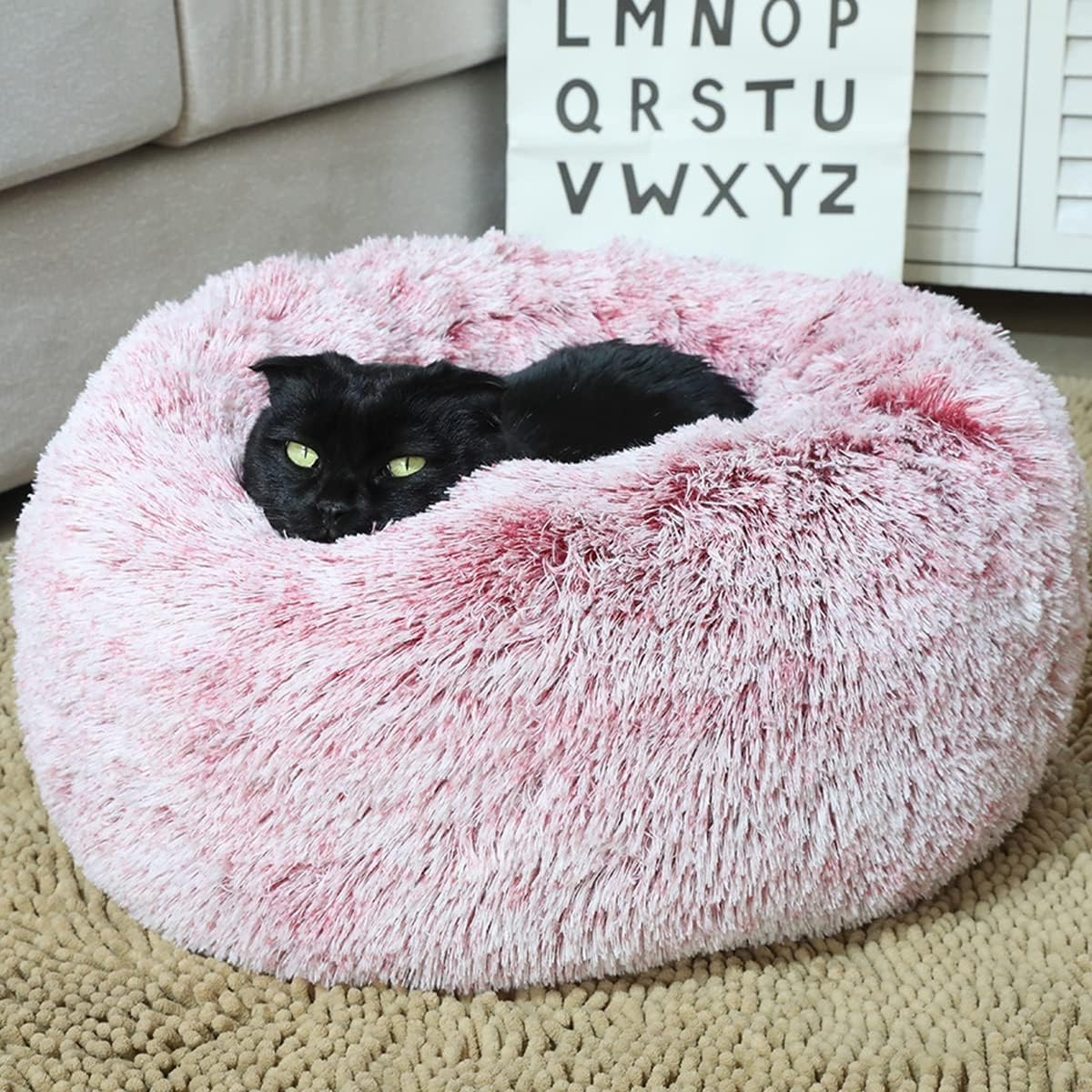 Calming Dog Bed Comfortable Donut Cuddler round Dog Bed Ultra Soft Washable Dog and Cat Cushion Bed Comfortable Pet Bed 43In image number 5