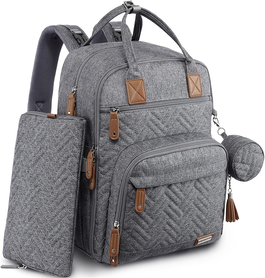 Iniuniu Diaper Bag Backpack, 4 in 1 Kit Large Unisex Baby Bags for Boys Girls, Waterproof Travel Back Pack with Diaper Pouch