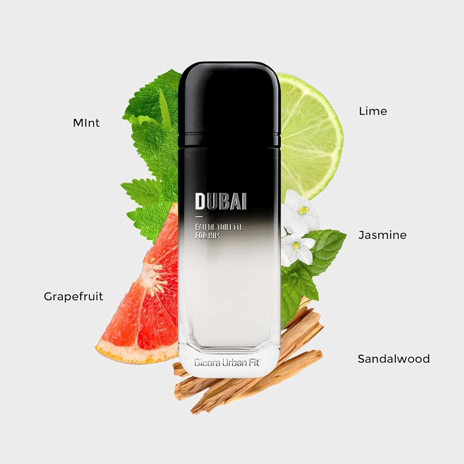 Dubai by Dicora Urban Fit - Cologne for Men - Top Notes of Lime and Grapefruit - Middle Notes of Mint and Jasmine - 5.07 Oz EDT Spray